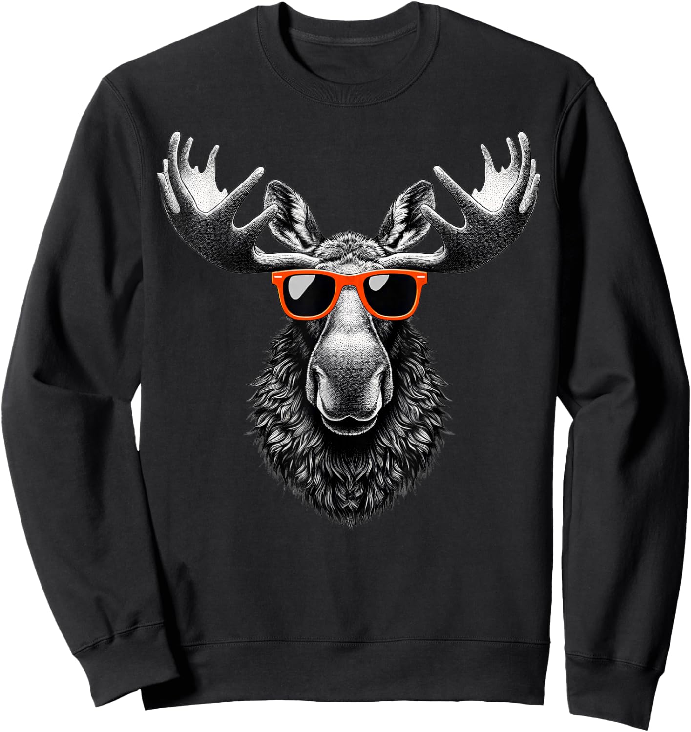Cool Moose Wearing Sunglasses Graphic Art Sweatshirt - Sweatshirt | Black
