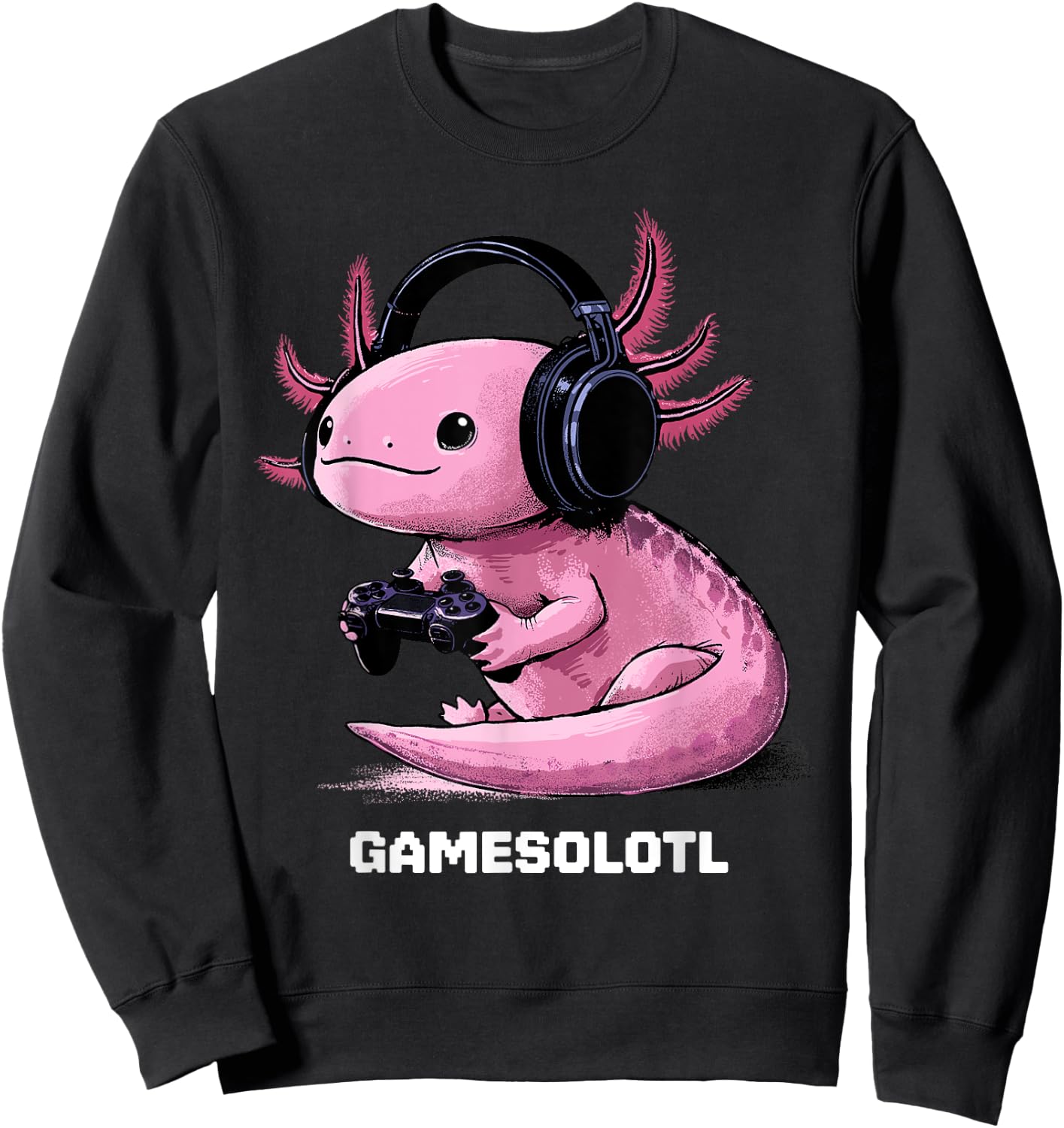 Gamer Axolotl Shirt Kids Gamesolotl Fish Gaming Video Gamer Sweatshirt - Sweatshirt | Black
