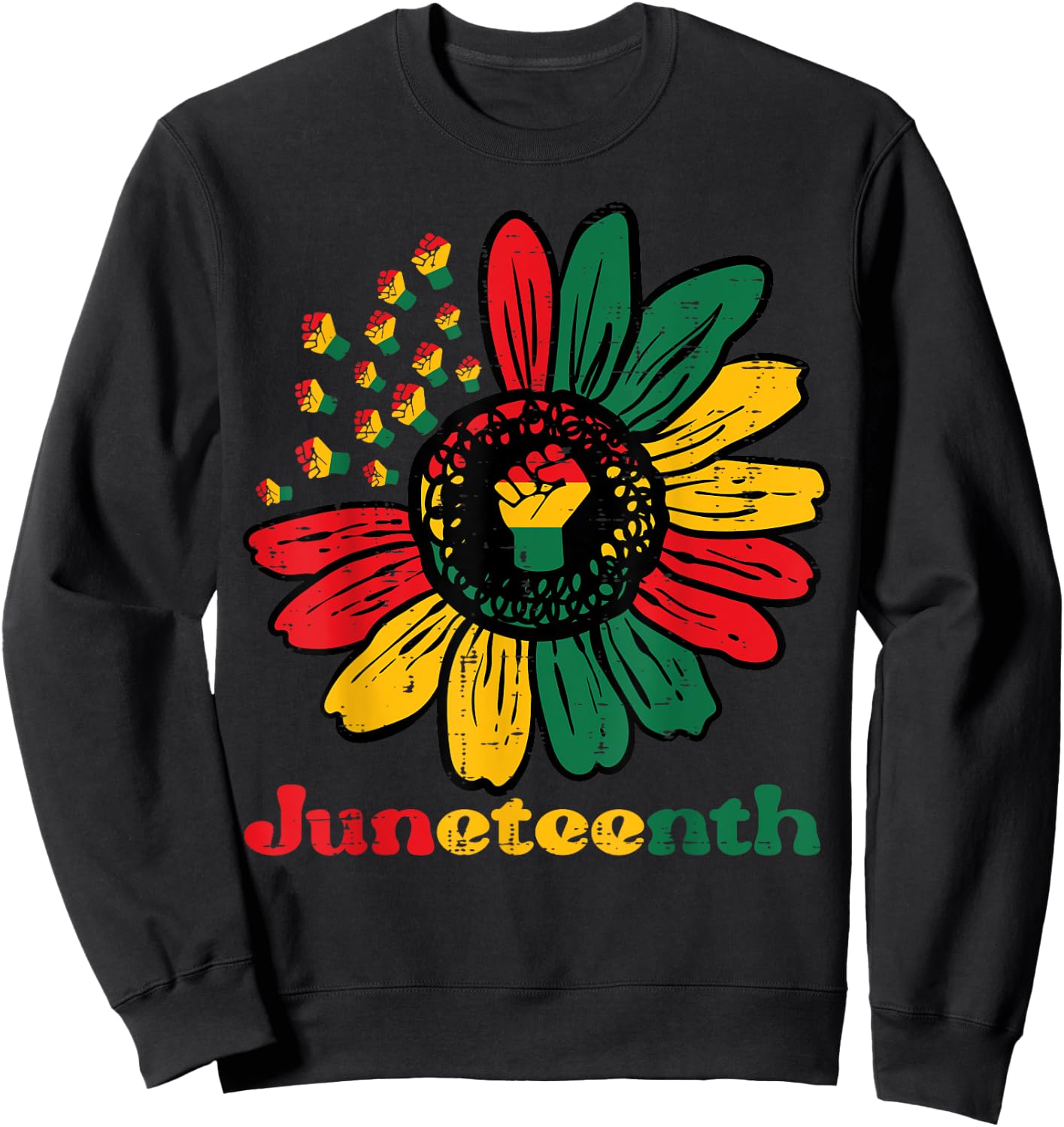 Juneteenth African Sunflower Fists Girls Kids Toddler Women Sweatshirt - Sweatshirt | Black