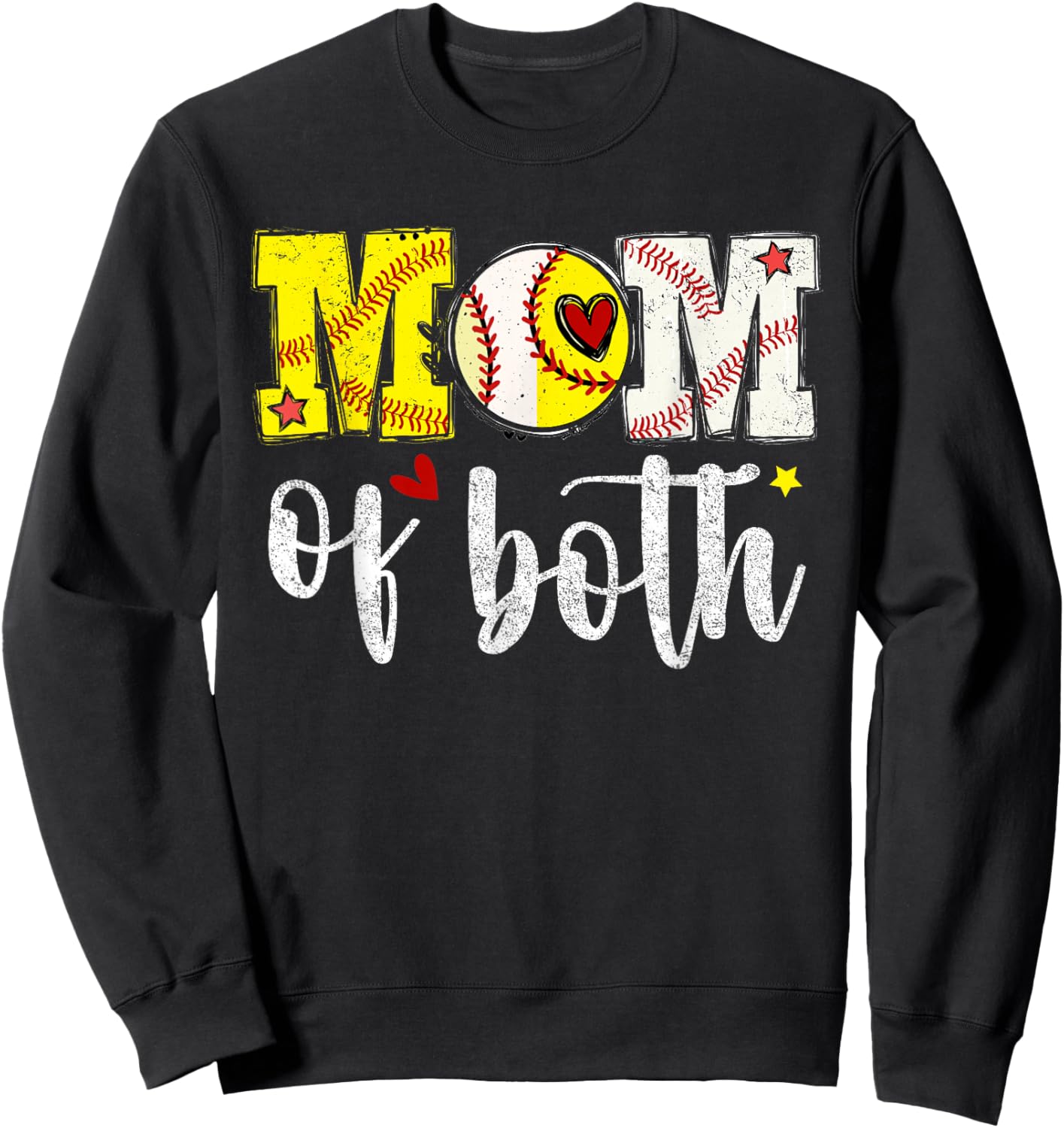 Mothers Day mom of Both Baseball Softball Sweatshirt - Sweatshirt | Black