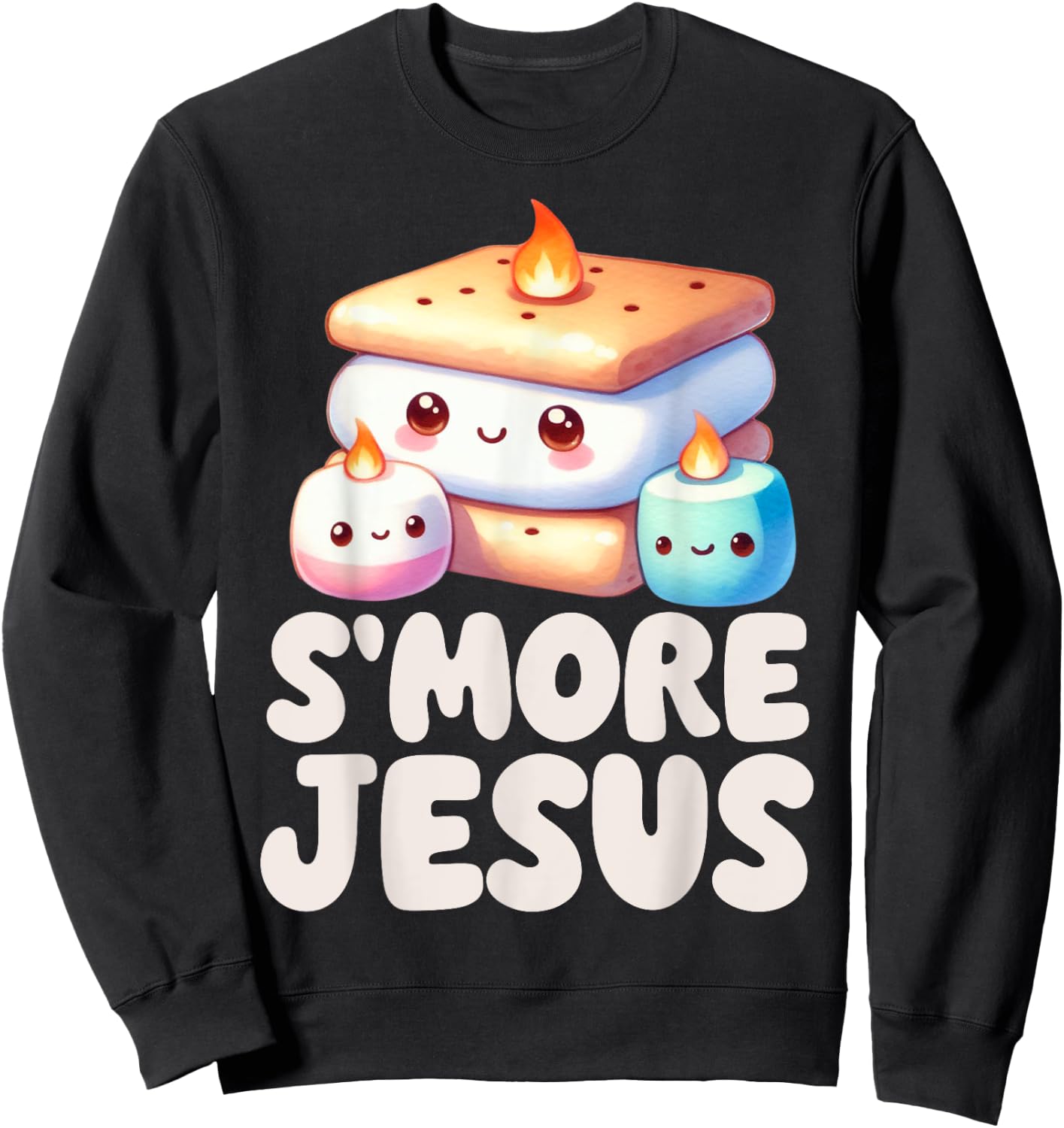 Smore Jesus Kawaii S'more Christian Funny Pun Religious Sweatshirt - Sweatshirt | Black