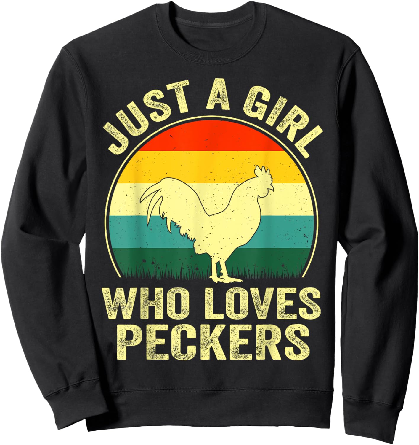 Funny Chicken Owner Farmer Girl Vintage Retro Chicken Lover Sweatshirt - Sweatshirt | Black