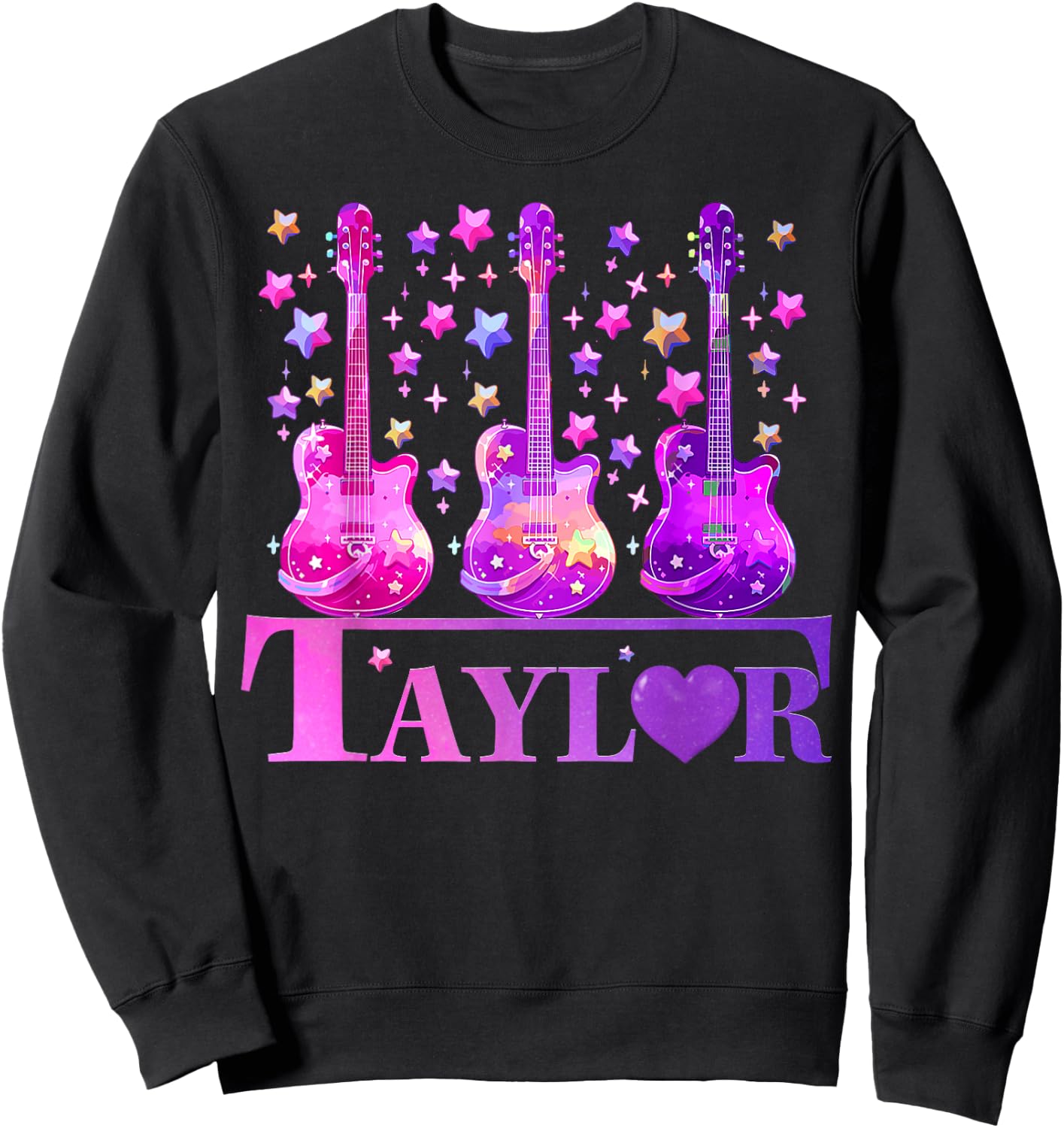 Women Girl Retro Taylor First Name Personalized Groovy 80's Sweatshirt - Sweatshirt | Black