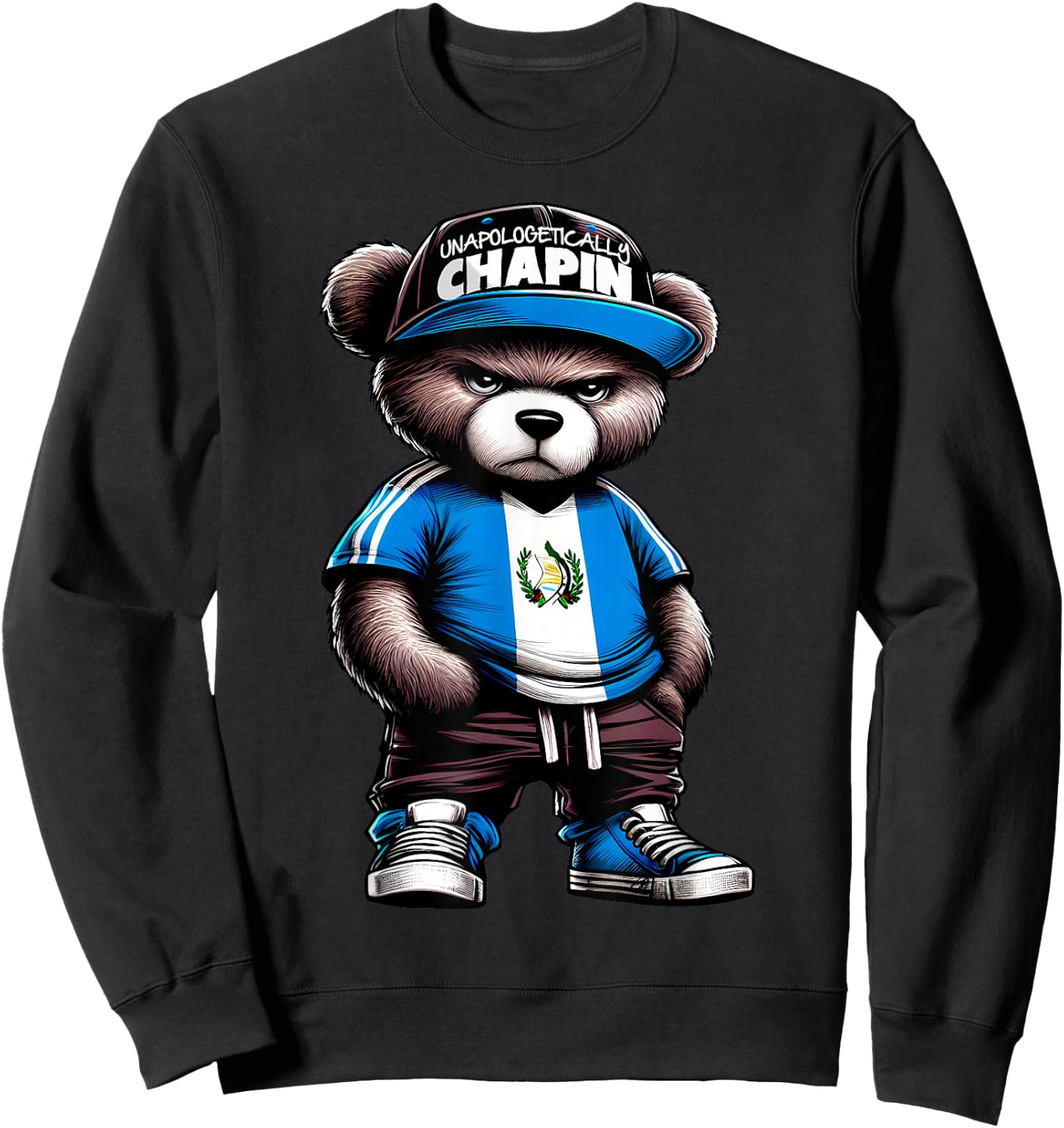 Unapologetically Chapin Guatemala Flag Camisa de Guatemala Sweatshirt - Sweatshirt | Black