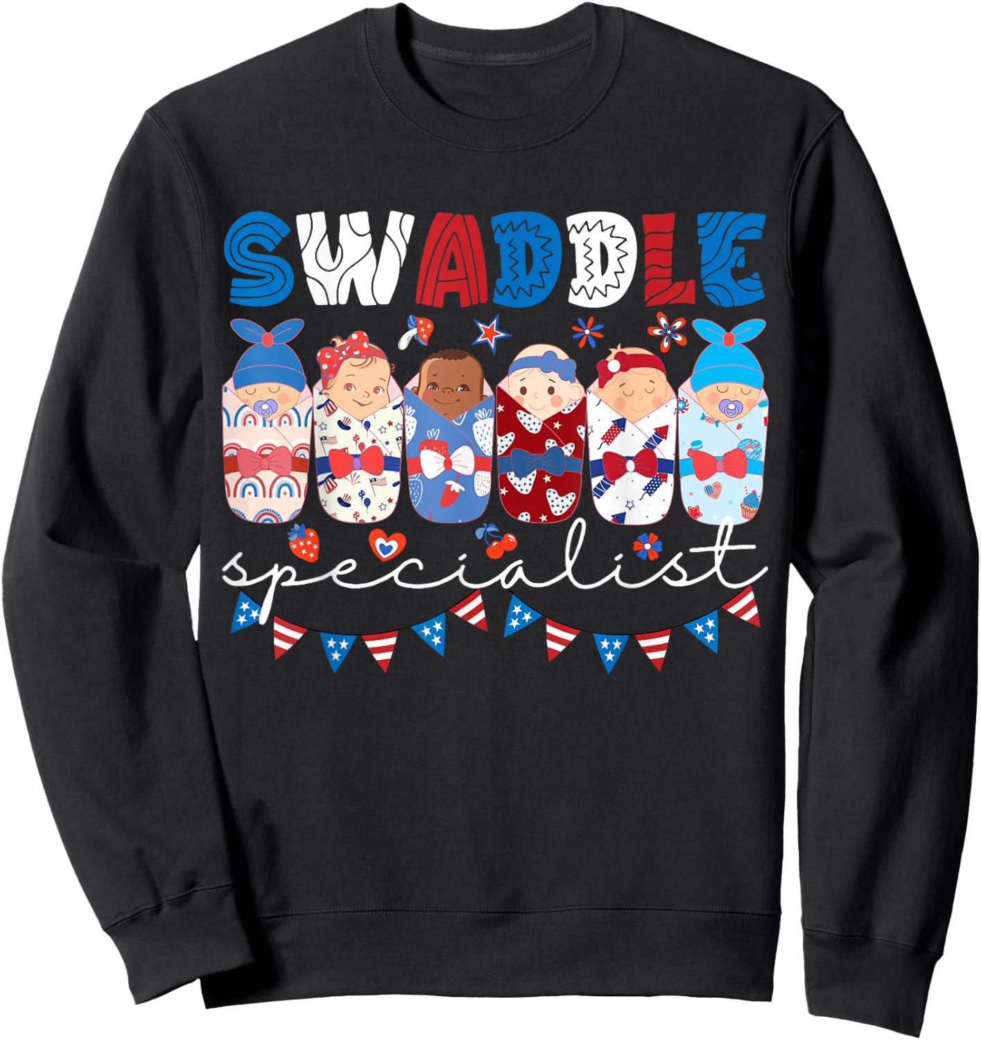 Swaddle Specialist NICU Mother Baby Nurse 4th Of July USA Men Sweatshirt - Sweatshirt | Black