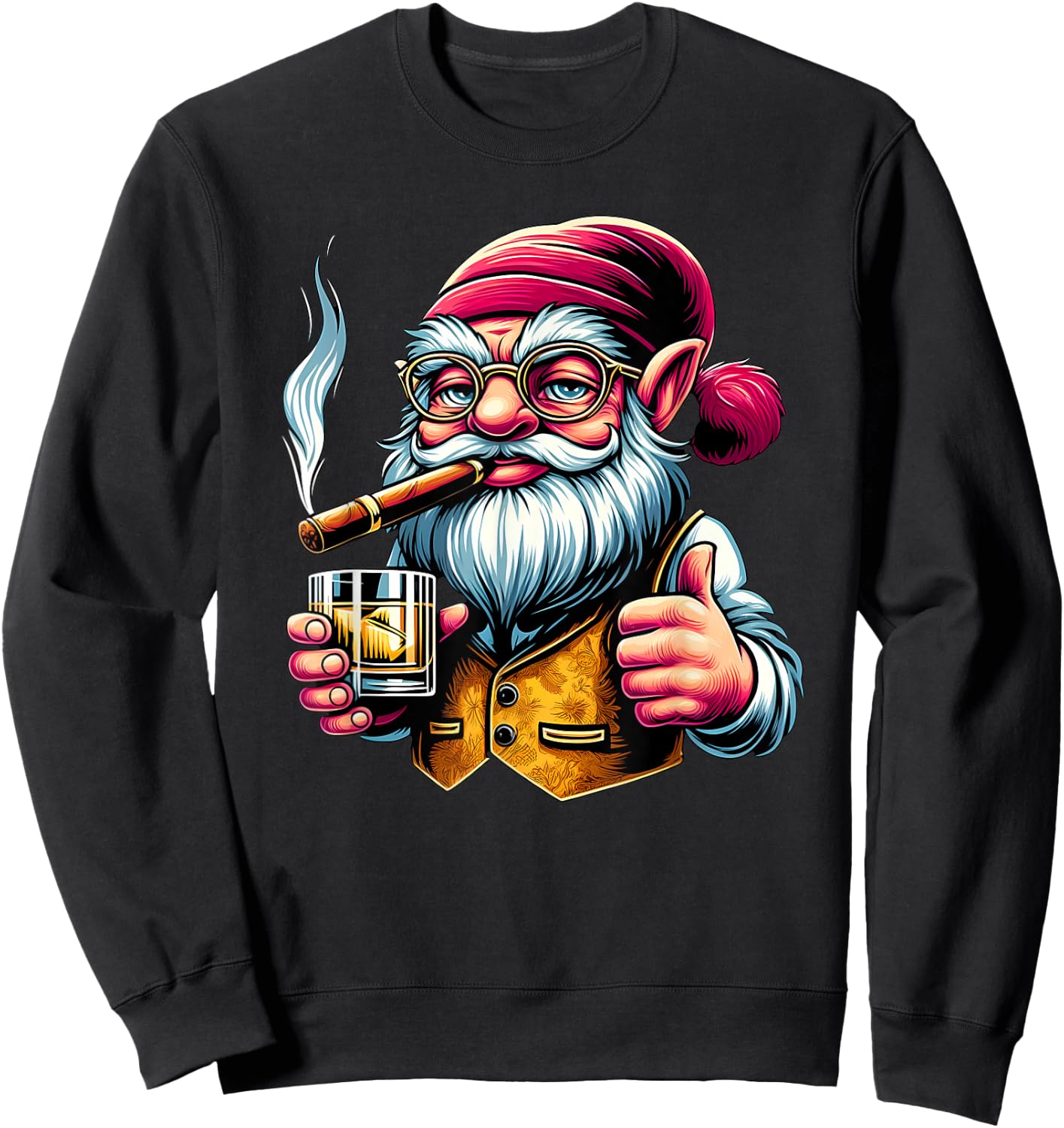 Gnome Cigar And Whiskey Sweatshirt - Sweatshirt | Black