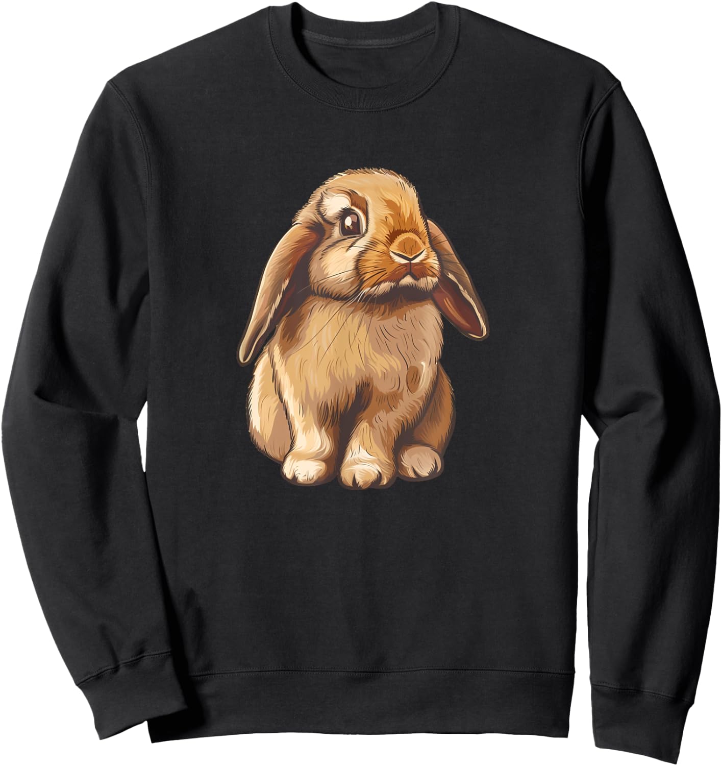 Art Illustration Mini Holland Lop Bunny Rabbit Lover Sweatshirt - Sweatshirt | Black