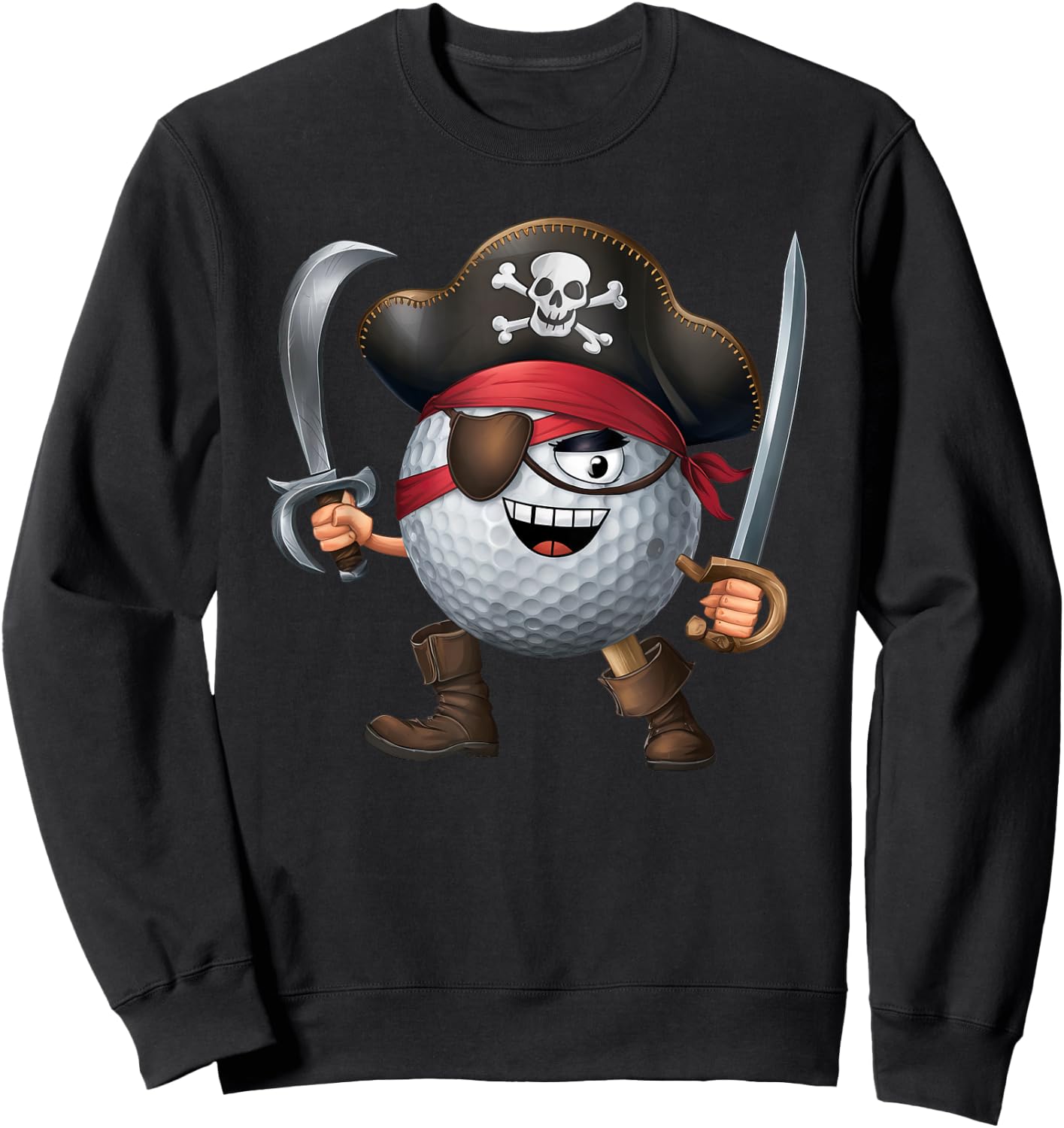 Golf Halloween Pirate Player Kids Pirate Funny Sweatshirt - Sweatshirt | Black