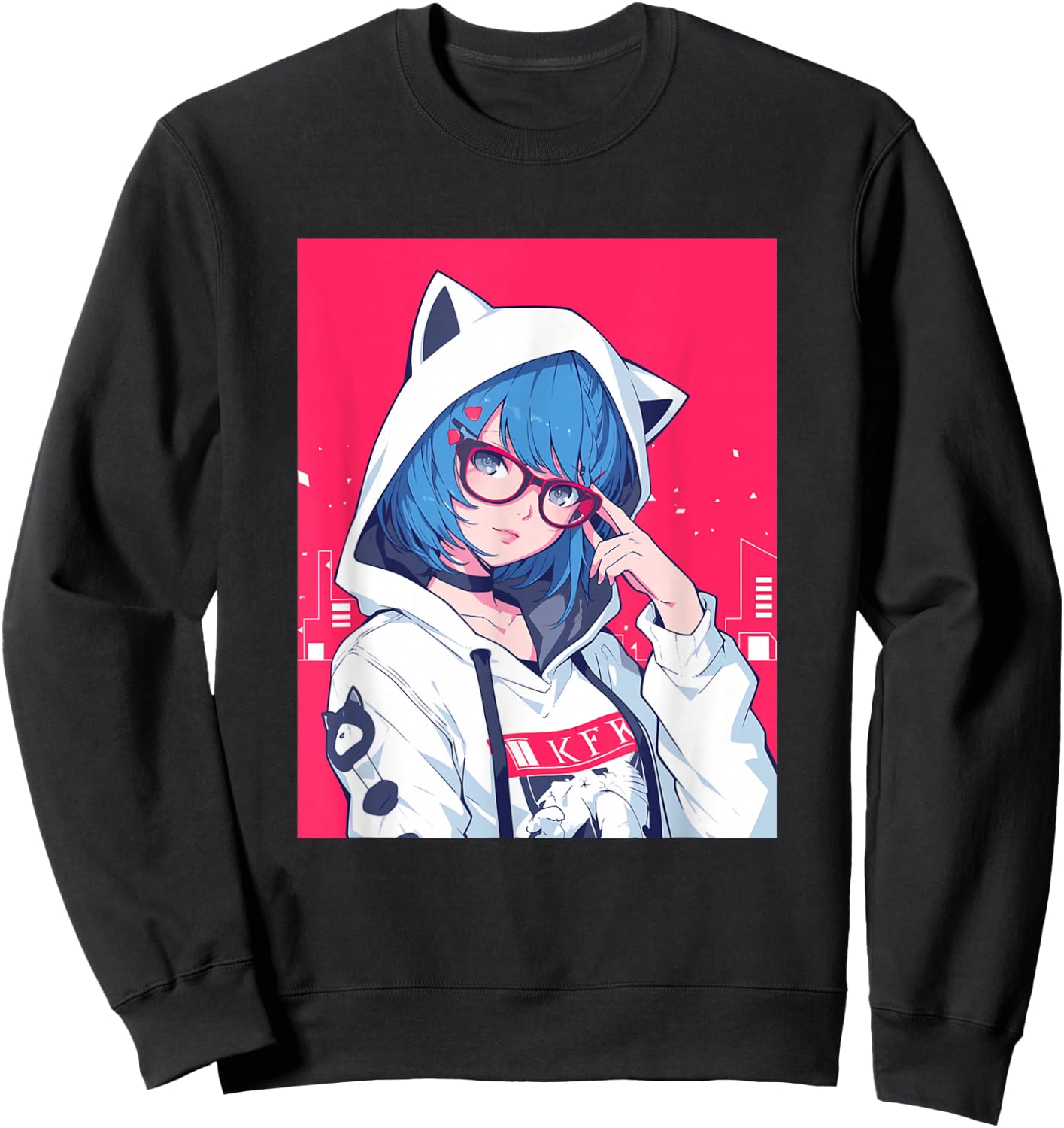 Anime Girl Sweatshirt - Sweatshirt | Black