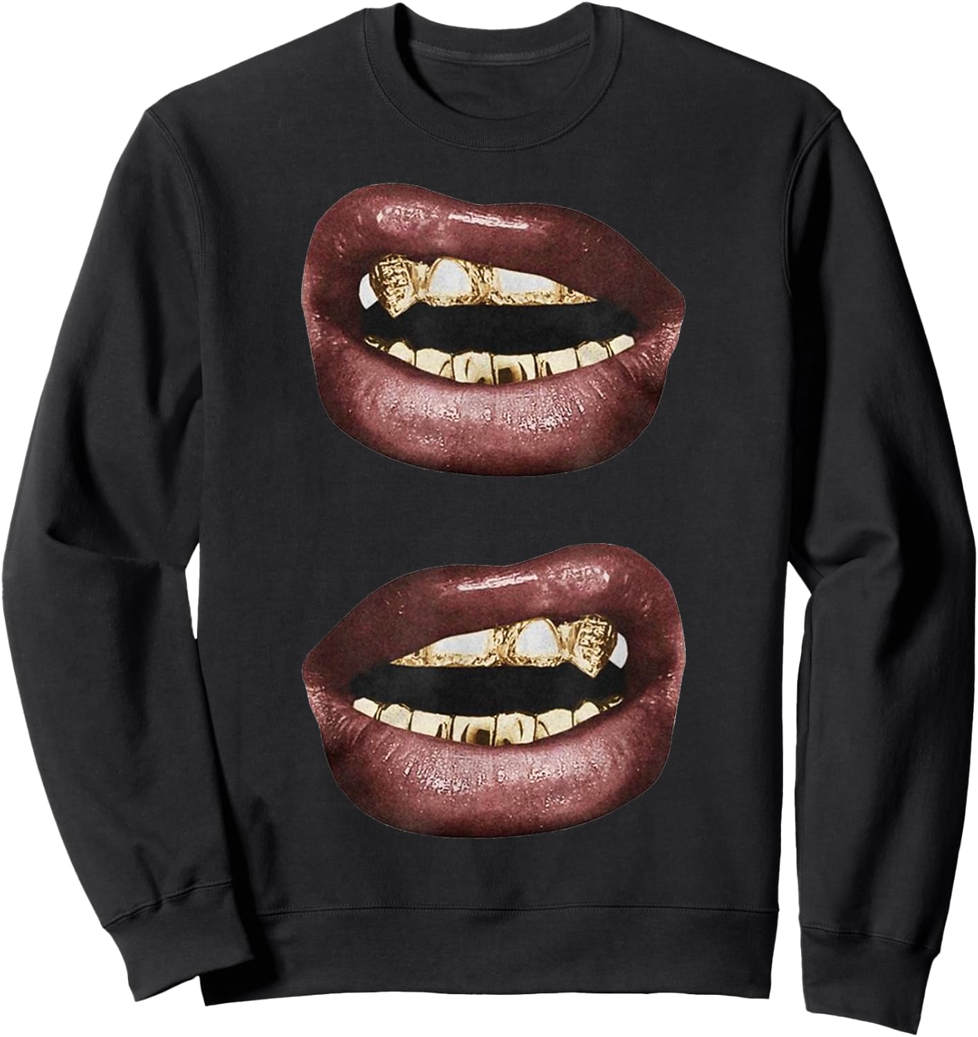 Grillz Jewelry Grills Fashion Mouth Nails Y2KK Lips Sweatshirt - Sweatshirt | Black