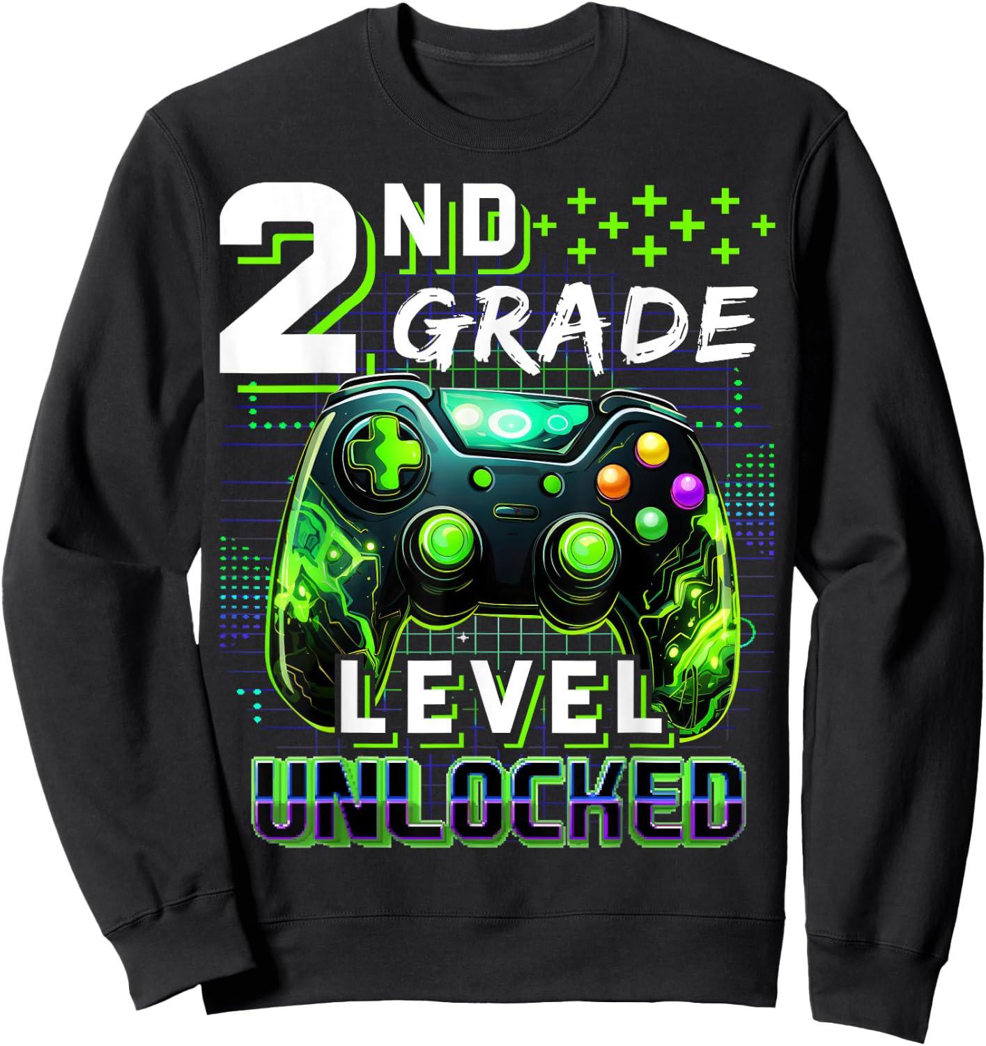 Back to School 2nd Grade Boys Gamer First Day School Level Sweatshirt - Sweatshirt | Black