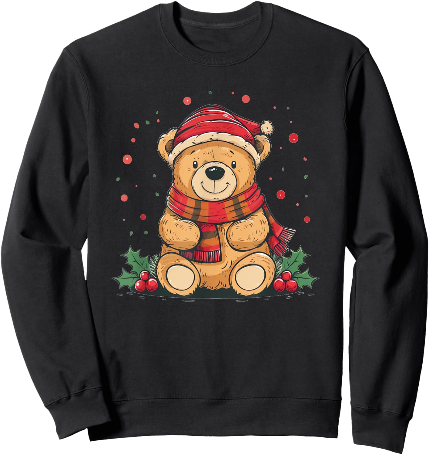 Funny fluffy Teddy Bear in Christmas Season and Dress Sweatshirt - Sweatshirt | Black