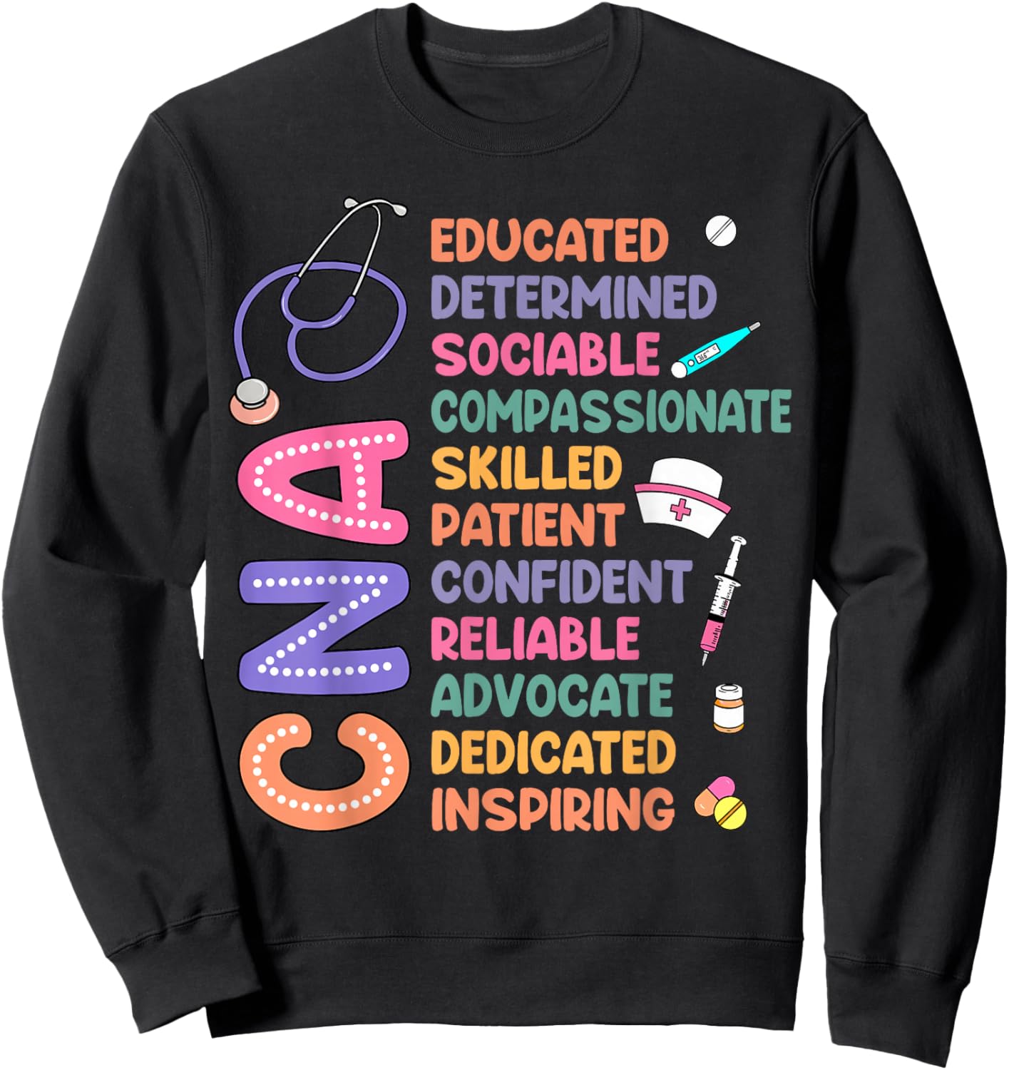 Groovy Nursing CNA Nurse Week Certified Nursing Assistant Sweatshirt - Sweatshirt | Black
