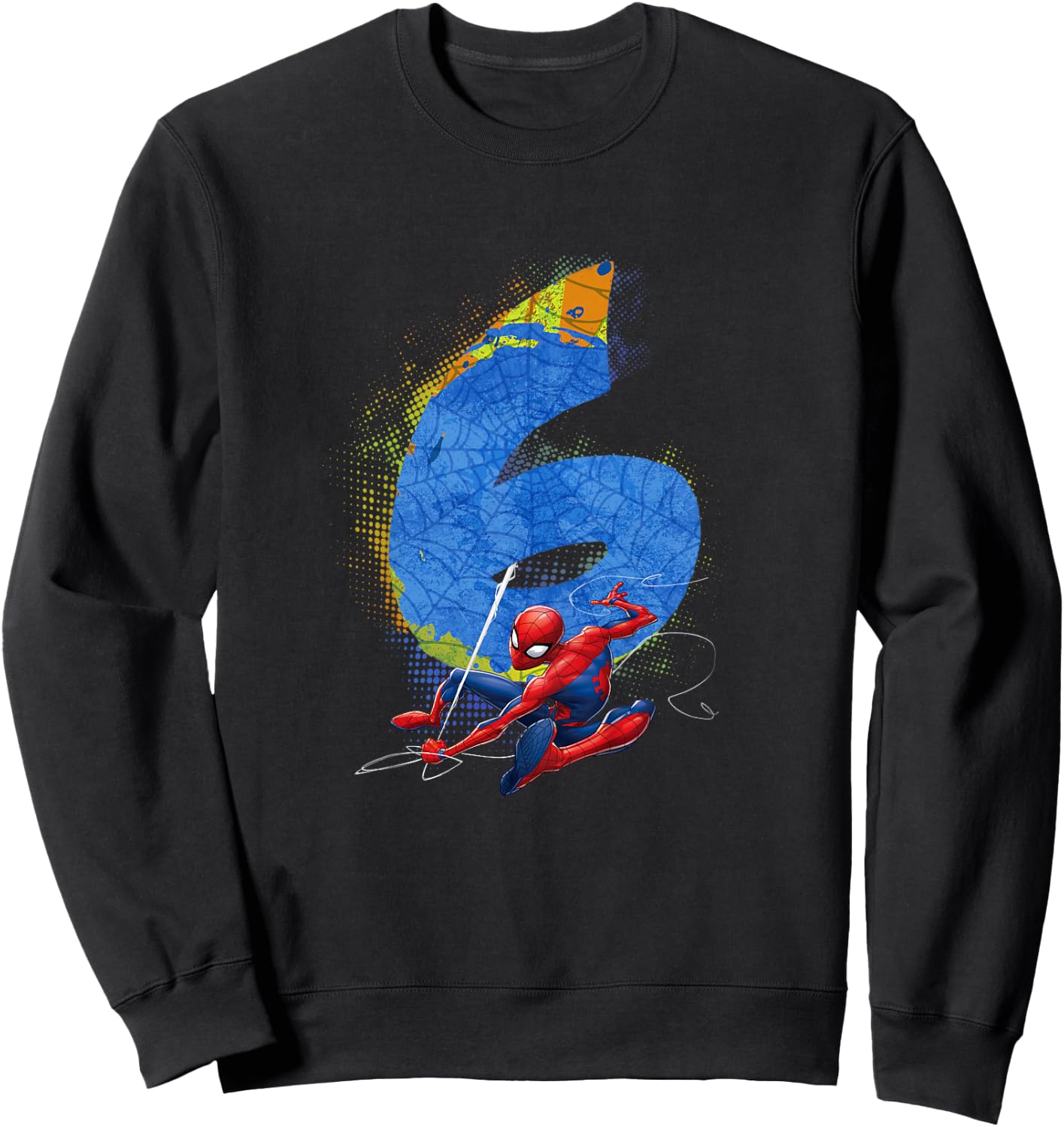 Kids Marvel Super Heroes Spider-Man 6 Year Old Sixth Birthday Sweatshirt - Sweatshirt | Black
