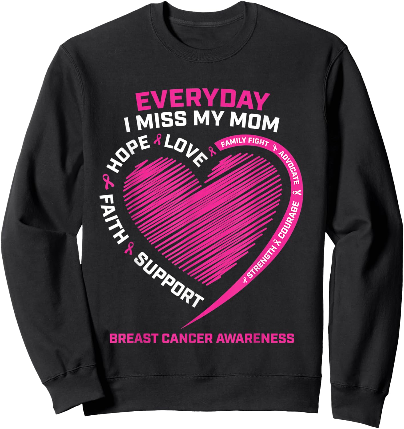 Remembrance Mother Loving Memory Mom Breast Cancer Awareness Sweatshirt - Sweatshirt | Black