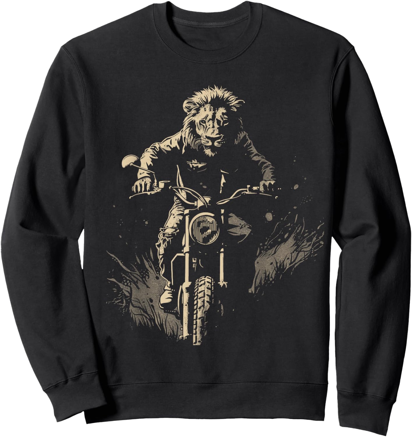 Lion Motorcycle Adventure Biker Riding Animal Rider Wildlife Sweatshirt - Sweatshirt | Black