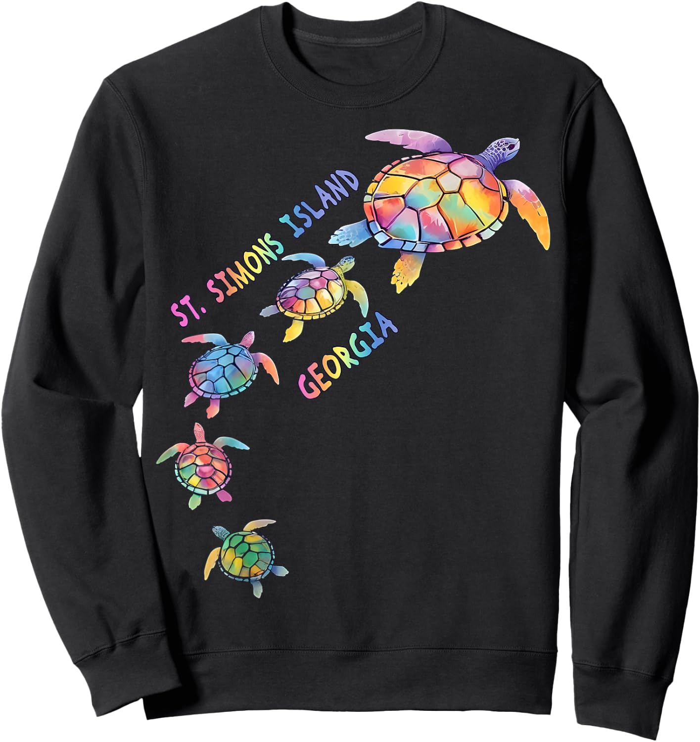 St. Simons Island Beach Georgia Sea Turtle Lover Beach SSI Men Women Kids Sweatshirt - Sweatshirt | Black