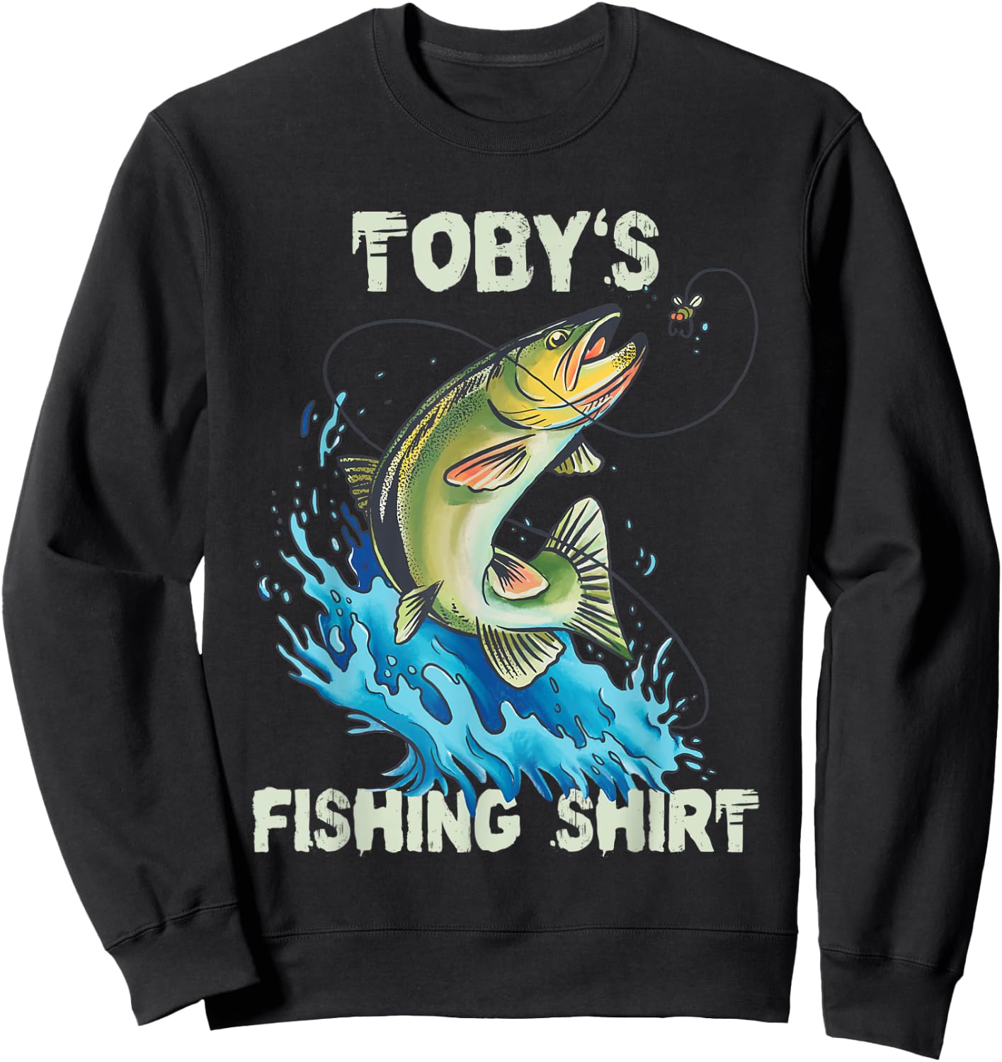 Toby's Fishing Shirt - Personalized Fishing Sweatshirt - Sweatshirt | Black