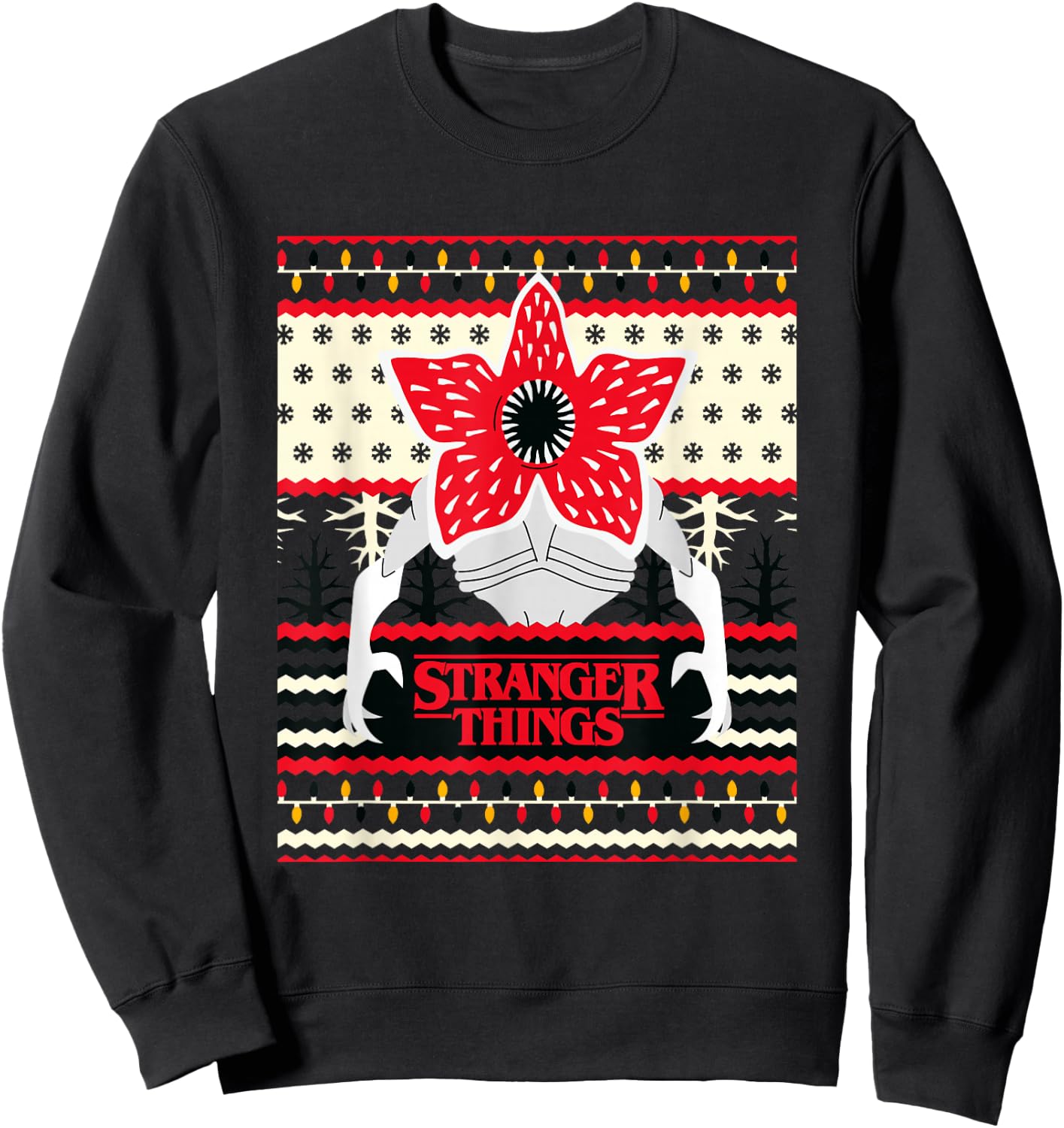 Stranger Things Christmas Epic Demogorgon Chest Ugly Sweater Sweatshirt - Sweatshirt | Black