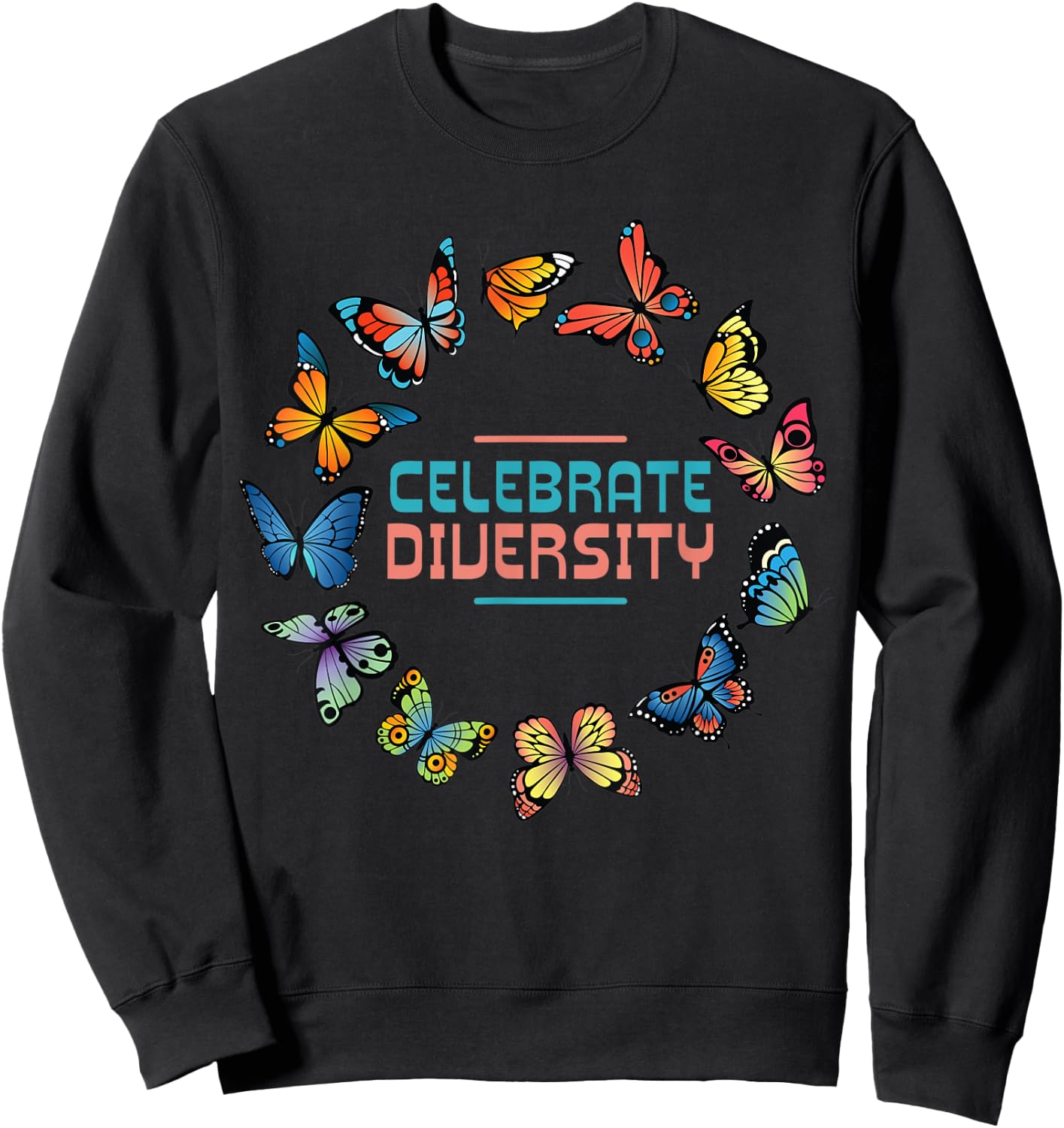 Butterfly Gifts Celebrate Diversity Girl Butterfly Sweatshirt - Sweatshirt | Black