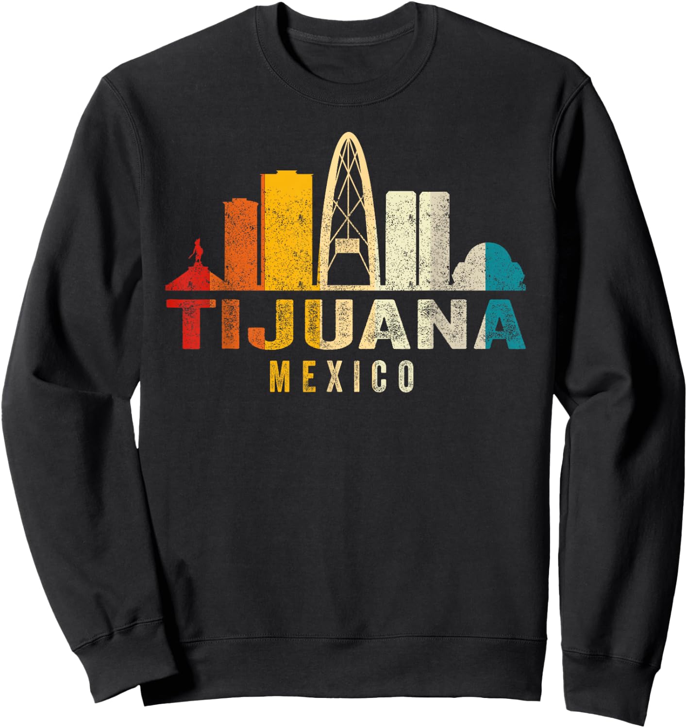 Retro Tijuana Skyline Vintage Mexico Souvenir Sweatshirt - Sweatshirt | Black