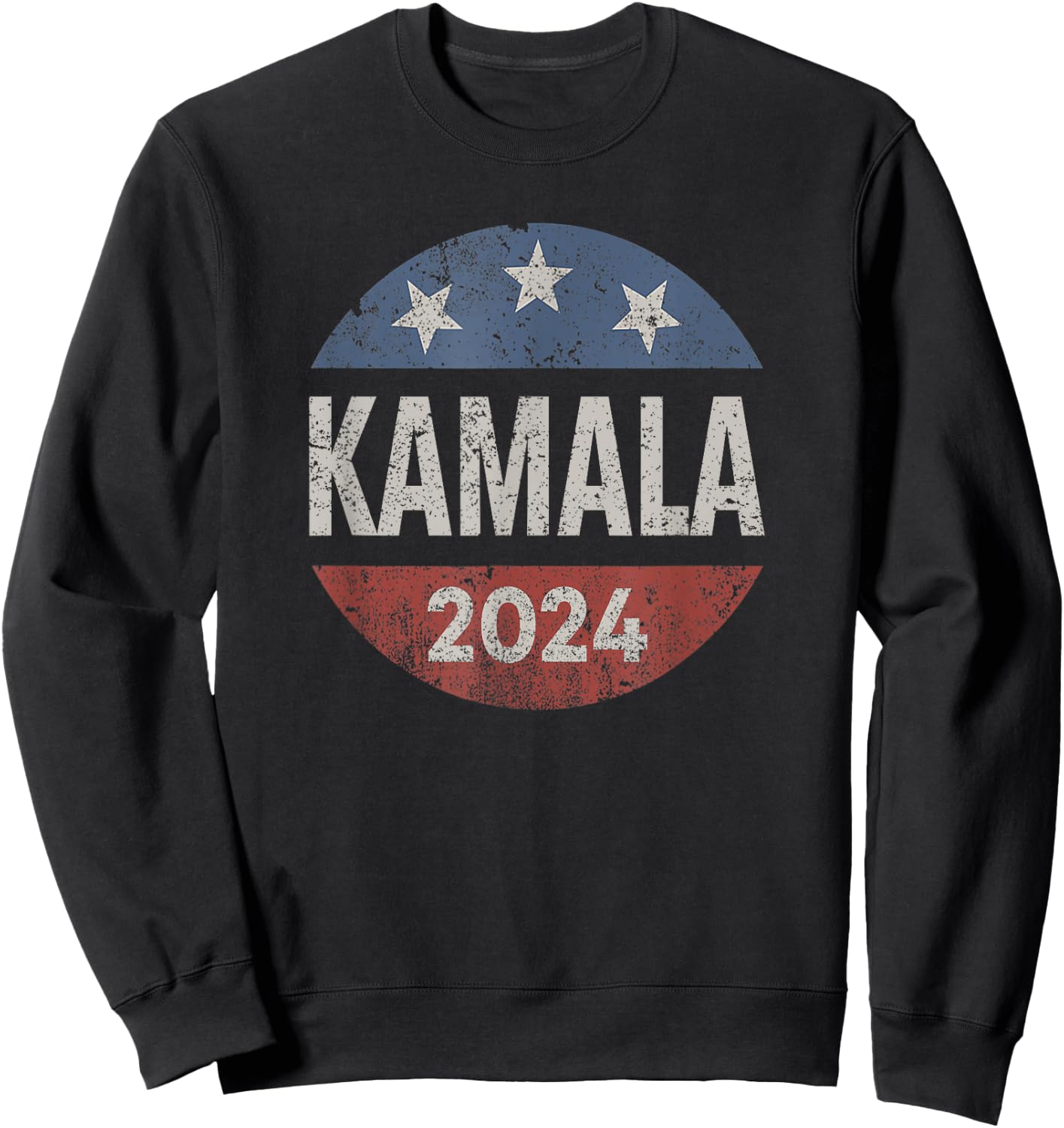 Retro Button Kamala Harris 2024 For President Campaign Sweatshirt - Sweatshirt | Black
