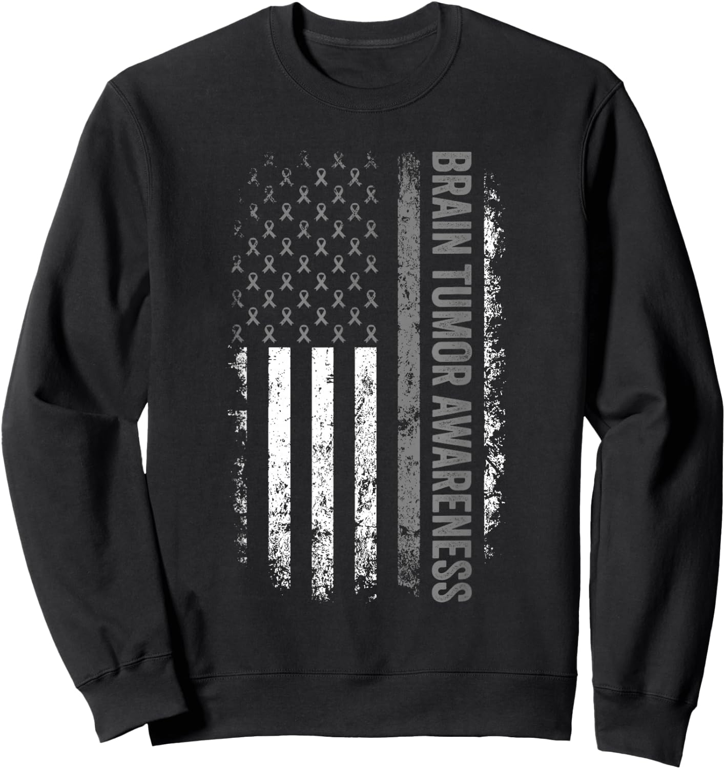 Brain Cancer Design American Flag Brain Tumor Awareness Sweatshirt - Sweatshirt | Black