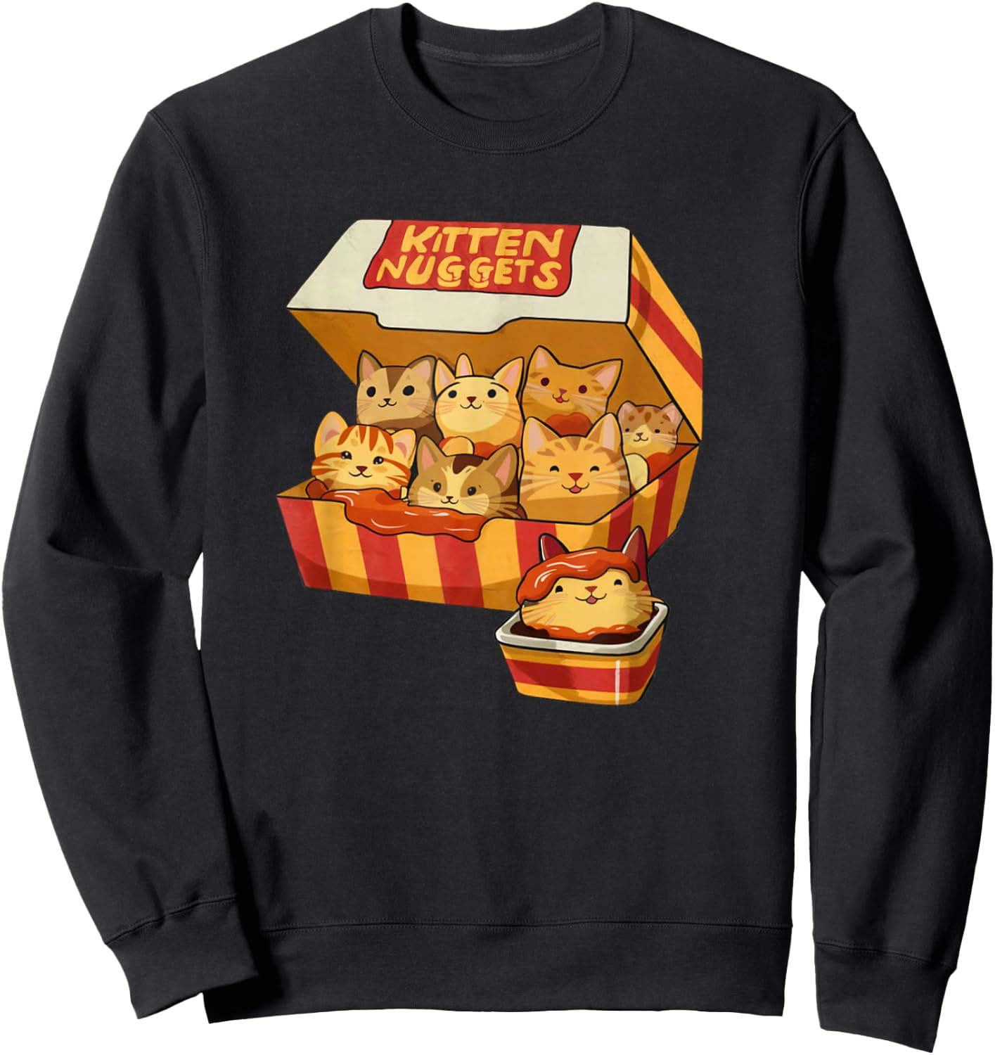Kitten Nuggets Funny Cat Lover Pun Sweatshirt - Sweatshirt | Black