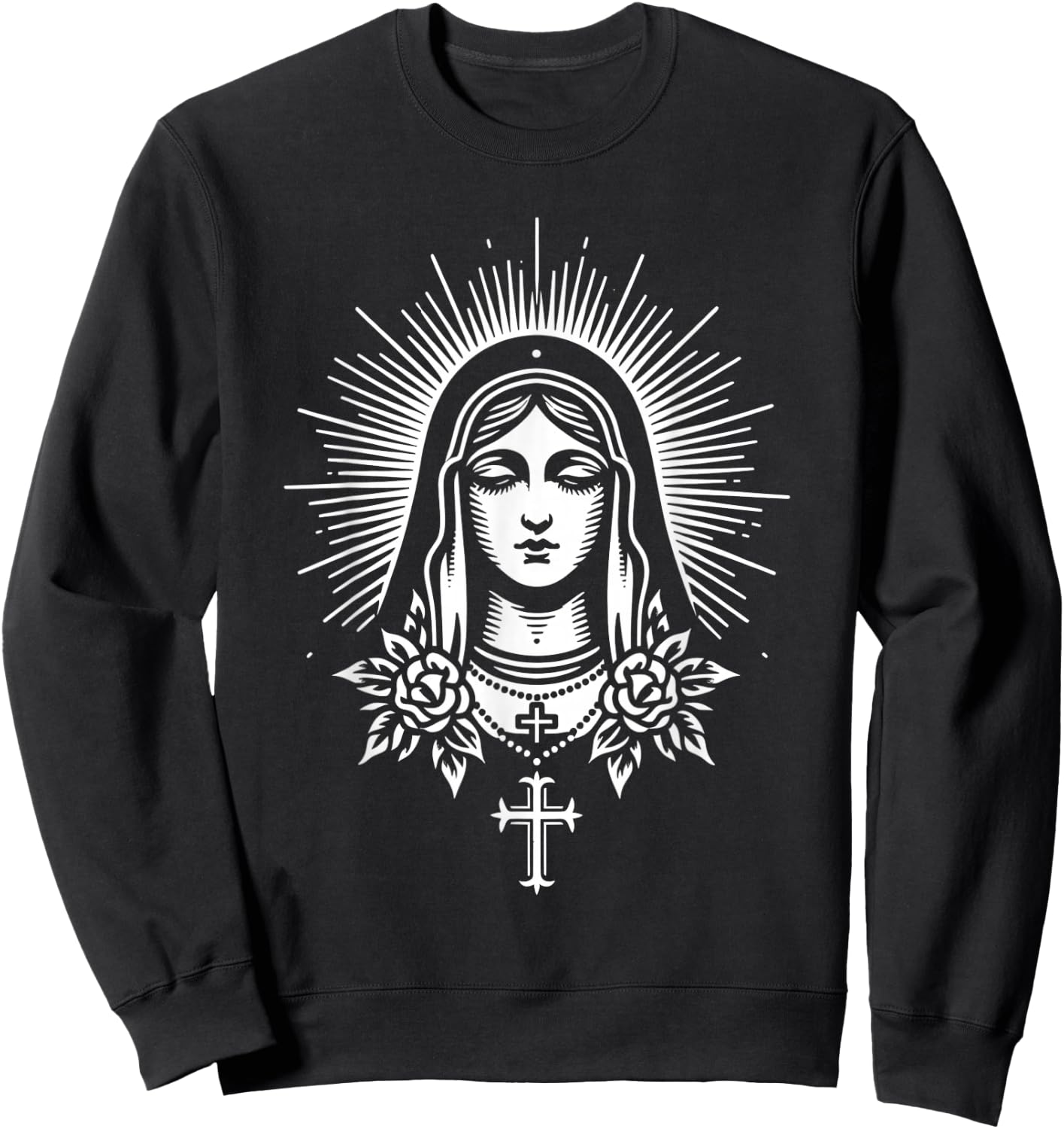 Mother Mary Mama Mary Traditional Tattoo Artist Inked Sweatshirt - Sweatshirt | Black