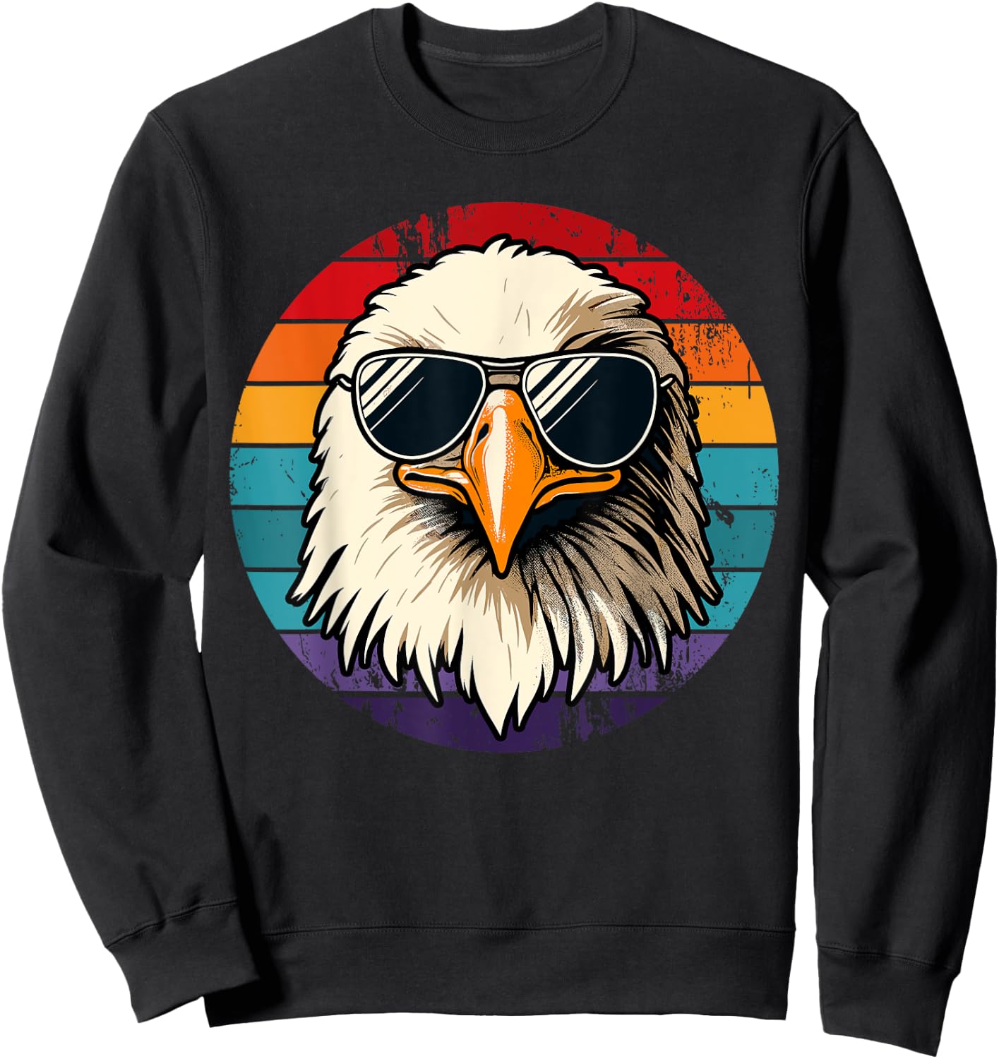 Bald Eagle in Sunglasses Men Women Kids Funny Eagle Sweatshirt - Sweatshirt | Black