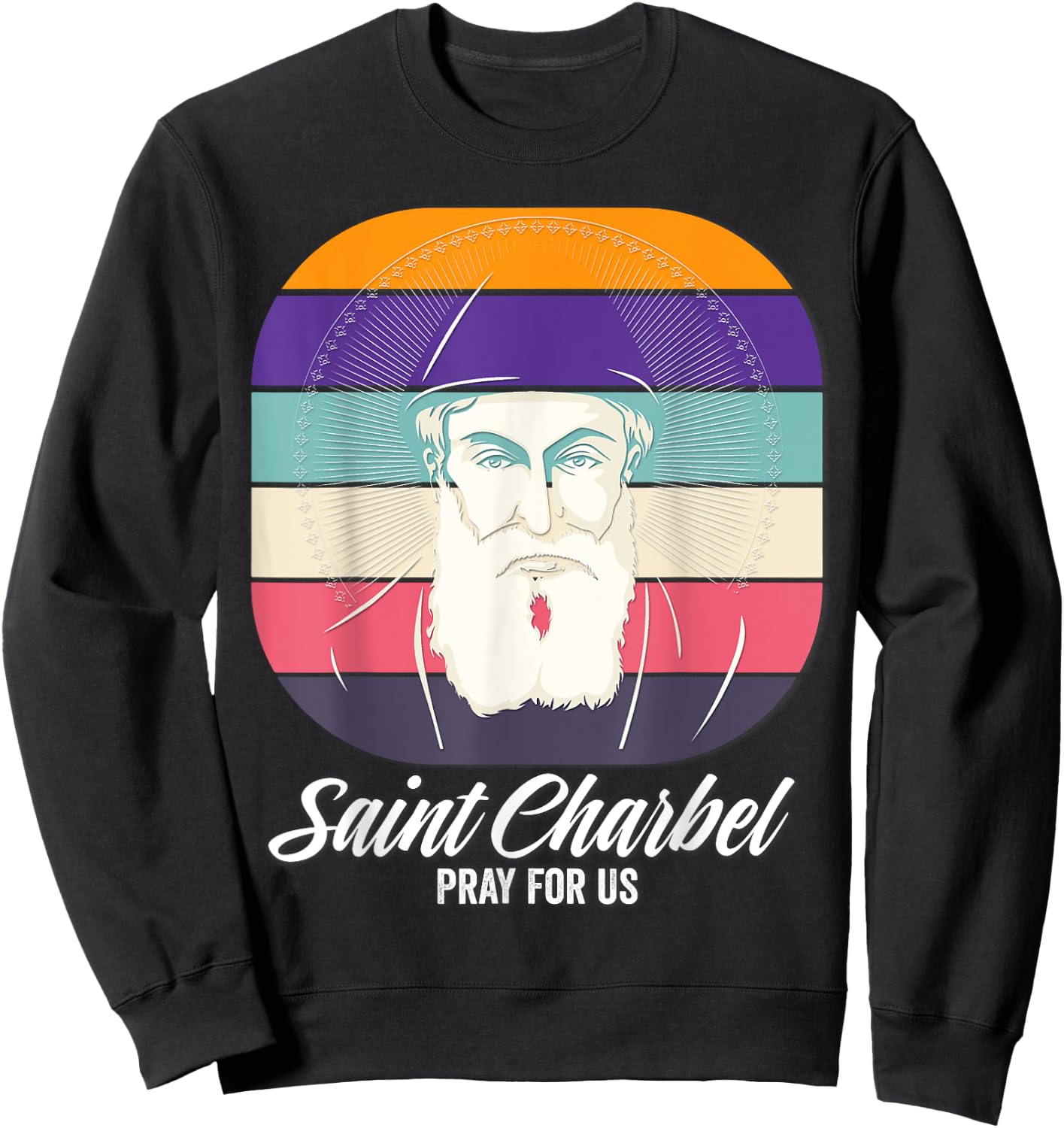 Saint Charbel Makhlouf Maronite Monk and Priest Catholic Sweatshirt - Sweatshirt | Black
