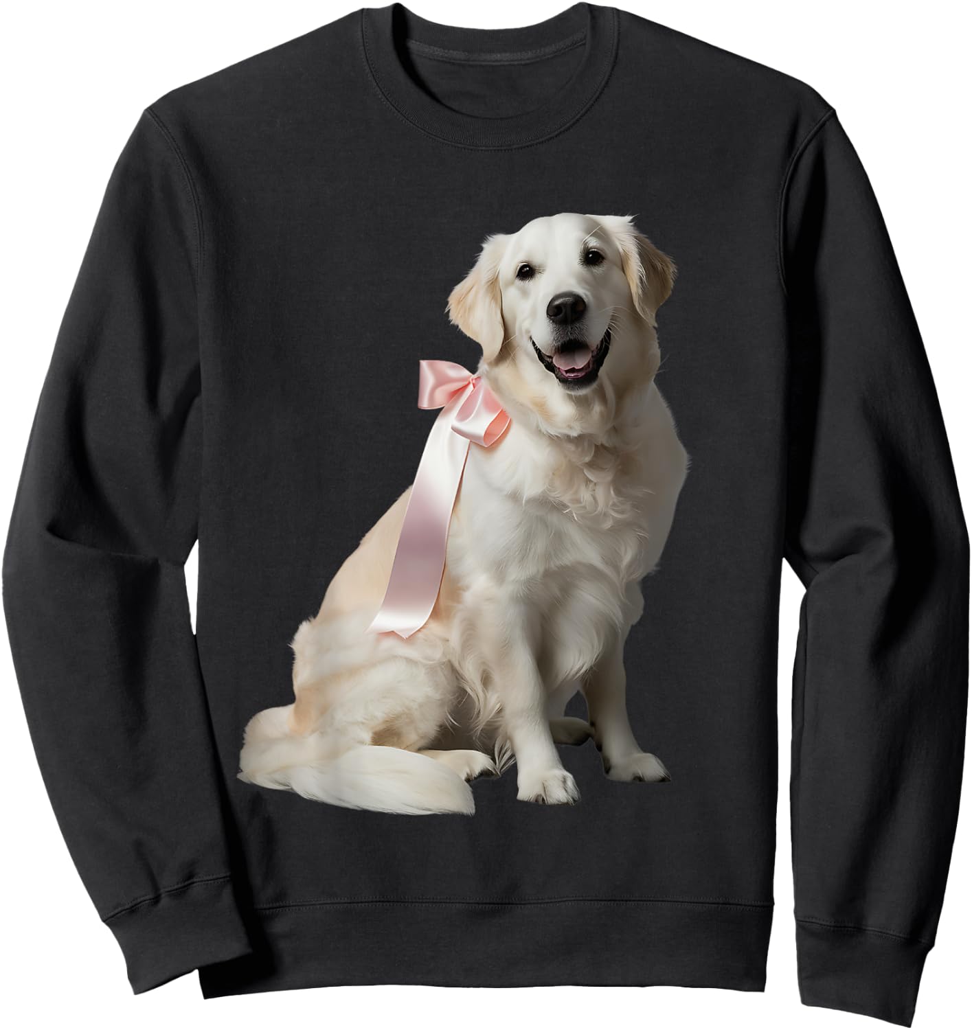 English Cream Golden Retriever Puppy Pink Bow Clean Girl Sweatshirt - Sweatshirt | Black