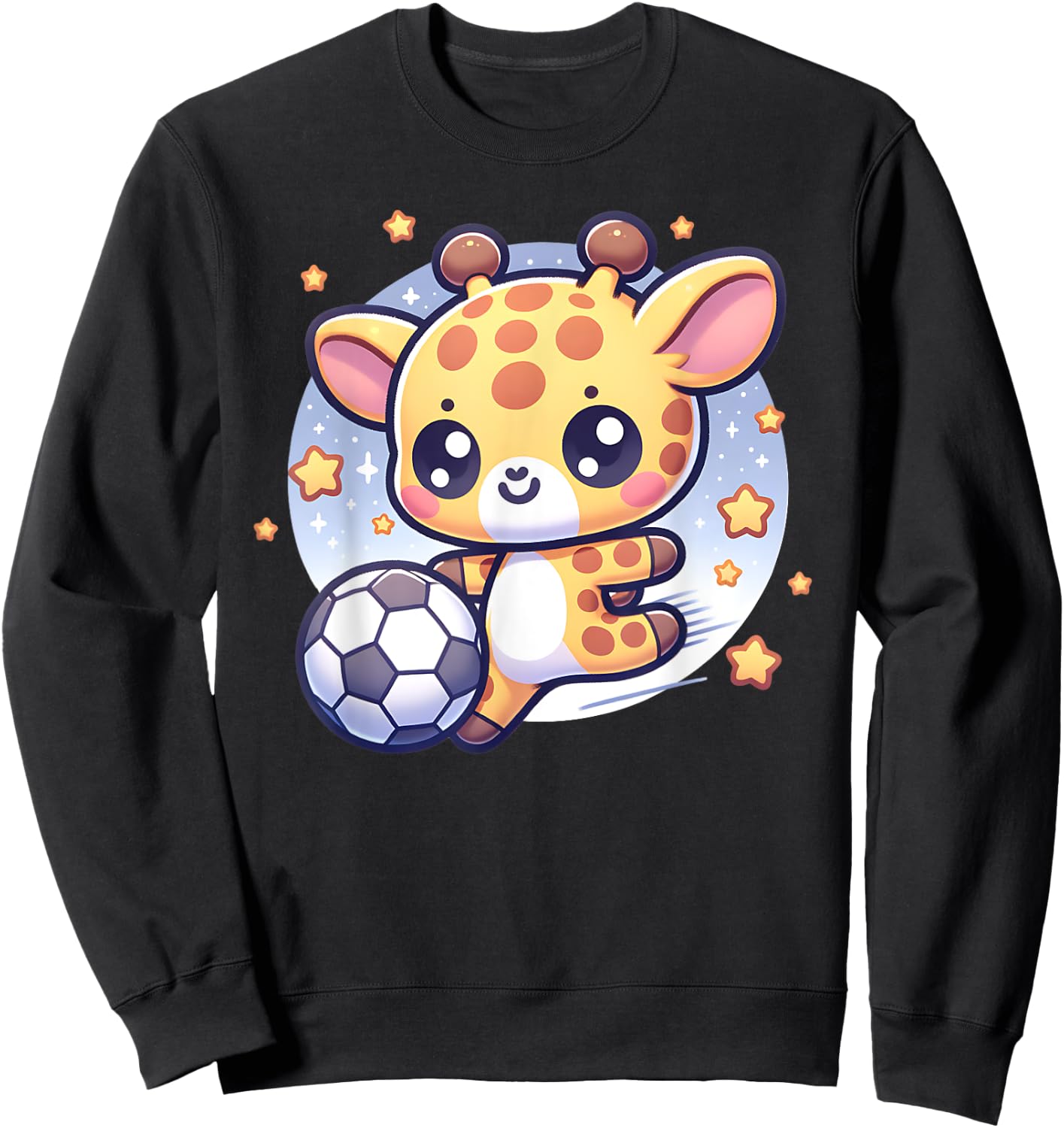 Giraffe Soccer Player Kicking Soccer Ball Cute Girls Graphic Sweatshirt - Sweatshirt | Black
