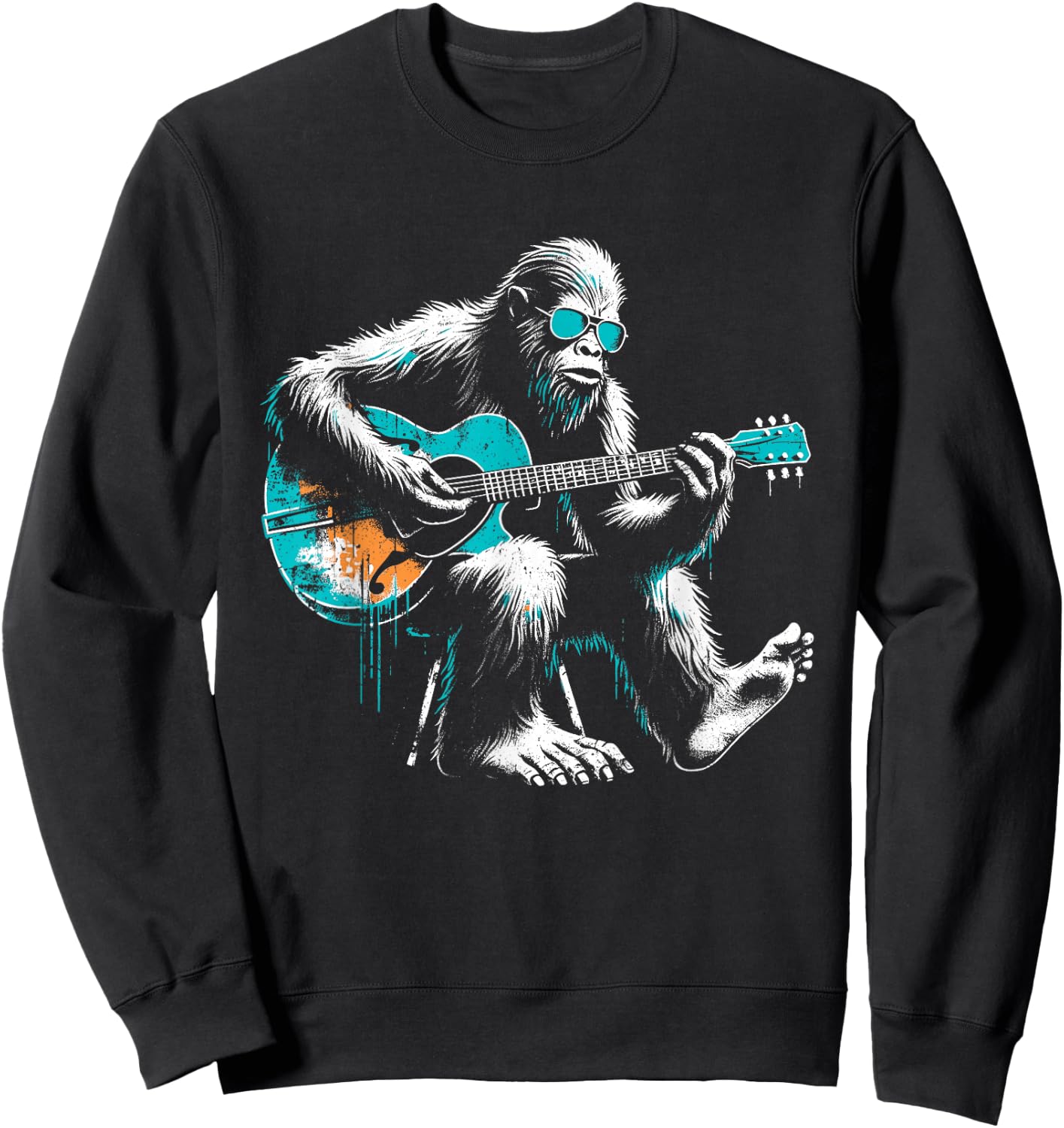 Bigfoot Guitarist - Funny Guitar Music Sasquatch Lover Sweatshirt - Sweatshirt | Black