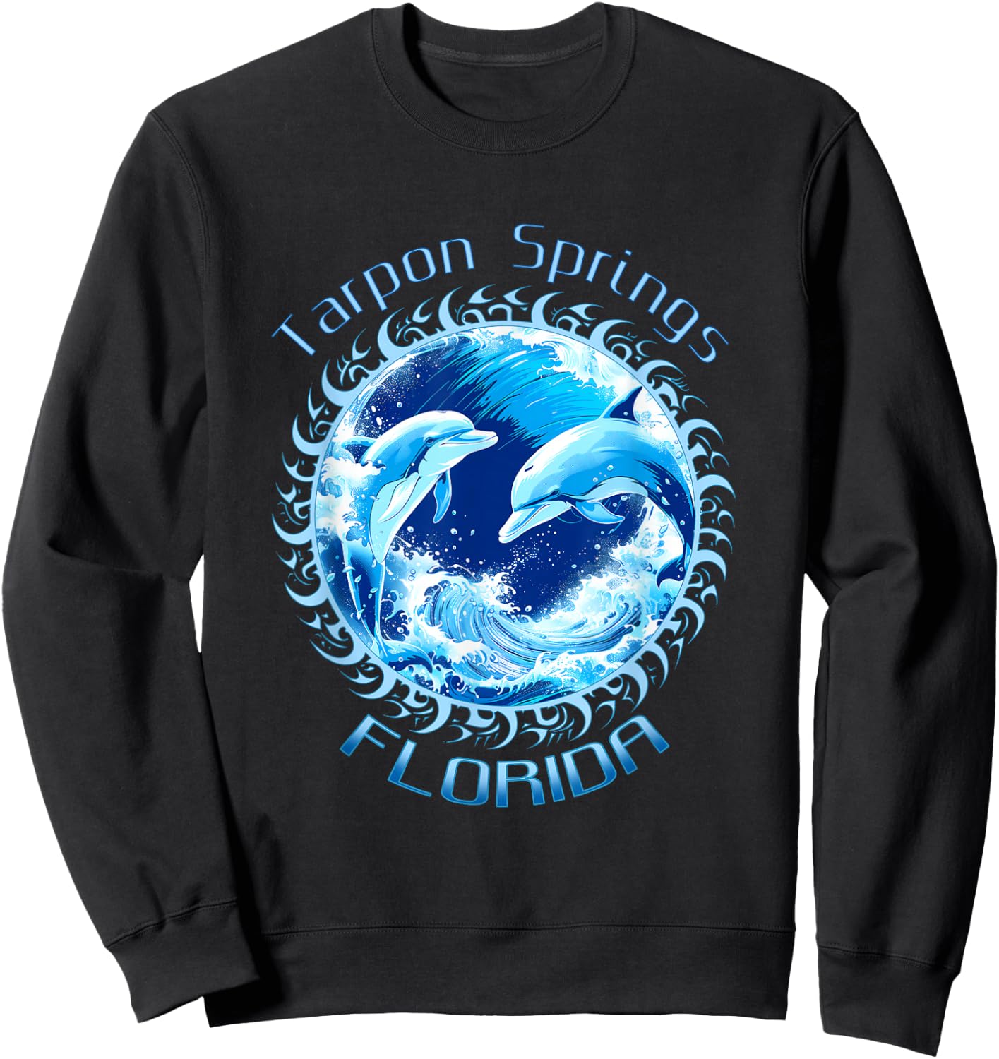 Cute Ocean Dolphin Lovers Tarpon Springs Florida Vacation Sweatshirt - Sweatshirt | Black