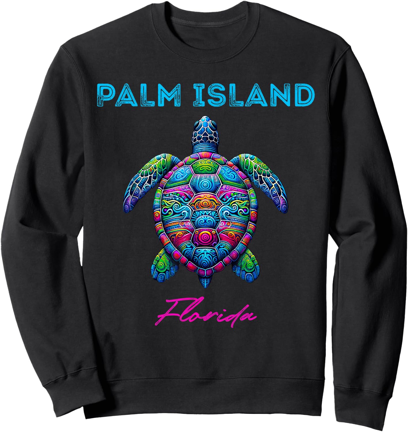 Palm Island Florida Tribal Beach Sea Turtle Sweatshirt - Sweatshirt | Black