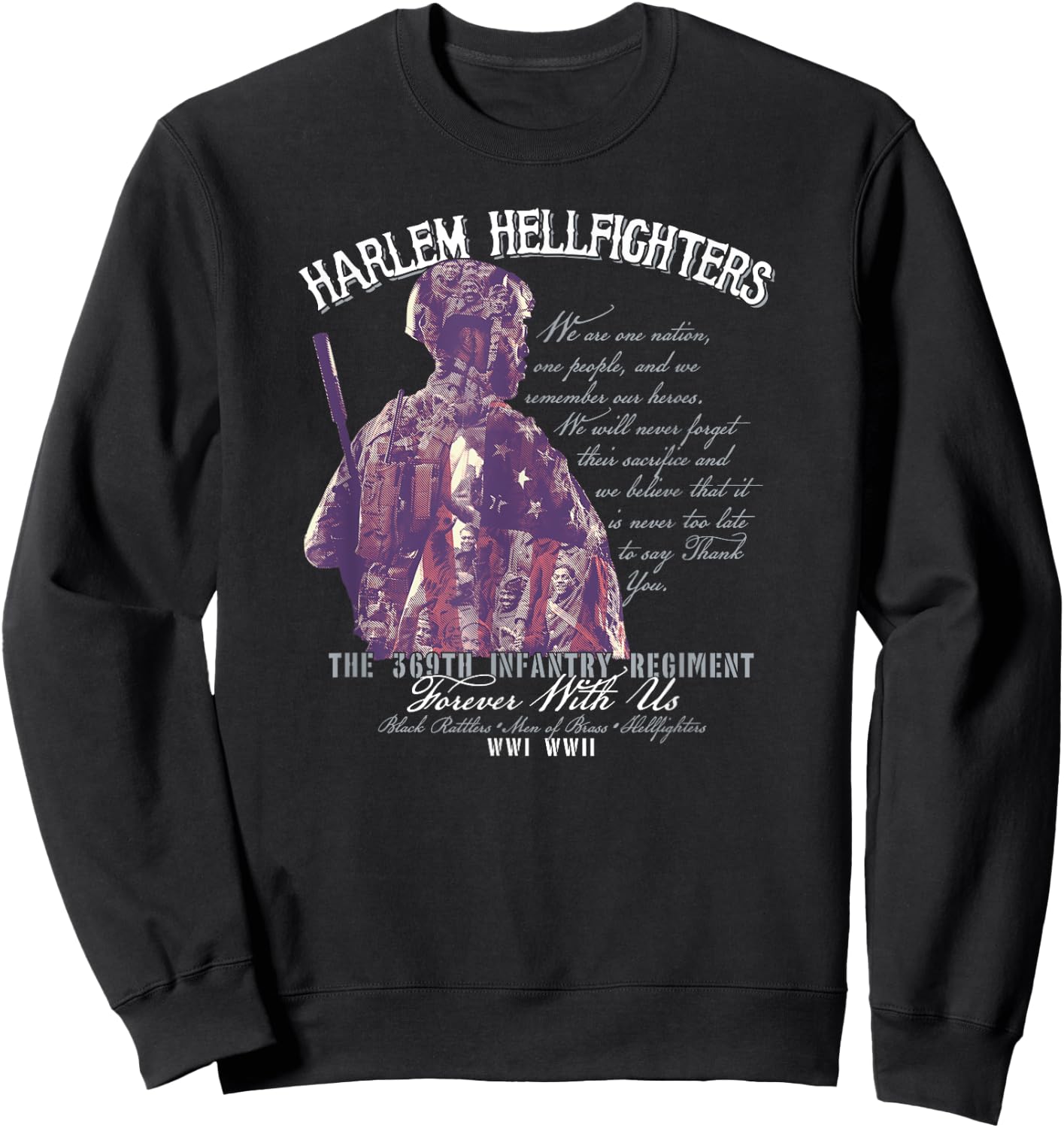 Harlem Hellfighters Soldiers Vintage Black Military History Sweatshirt - Sweatshirt | Black