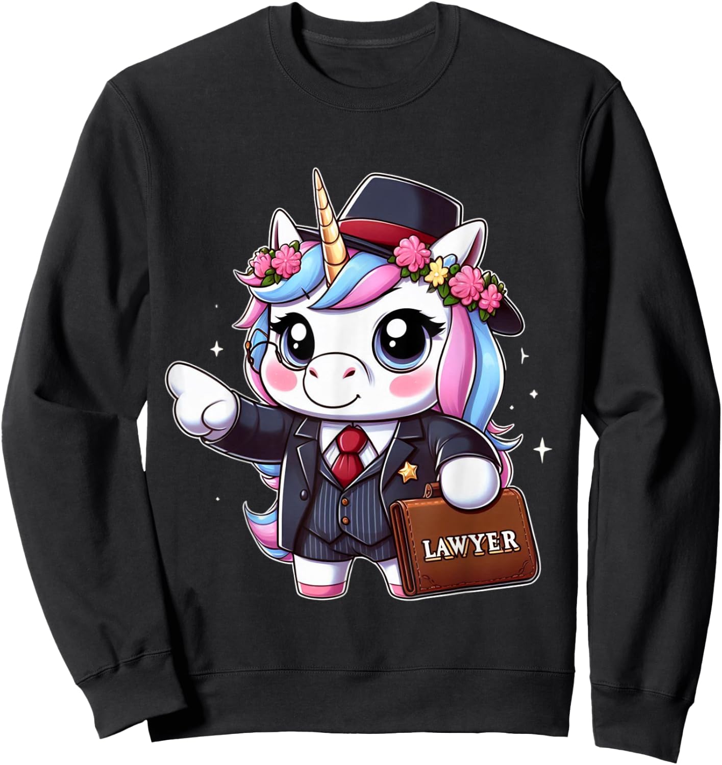 Lawyer Unicorn Kids Girls Women Rainbow Lawyers Sweatshirt - Sweatshirt | Black