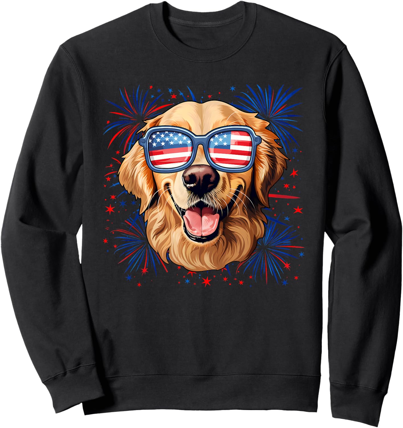 American 4th Of July Golden Retriever Sweatshirt - Sweatshirt | Black