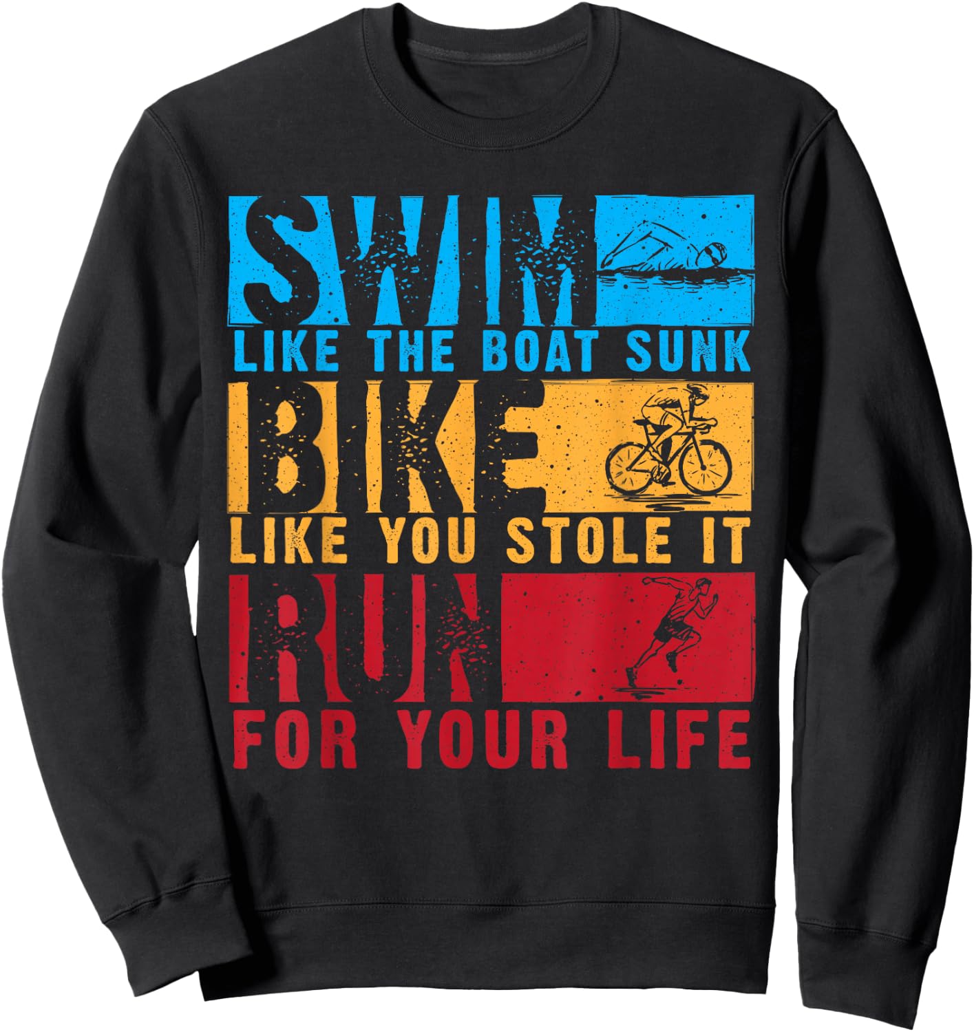 Cool Triathlon Women Boat Swim Bike Run Triathlete Sweatshirt - Sweatshirt | Black