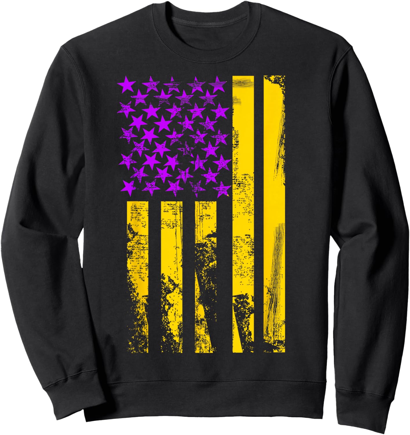 Purple Gold USA American Flag Patriotic Sweatshirt - Sweatshirt | Black
