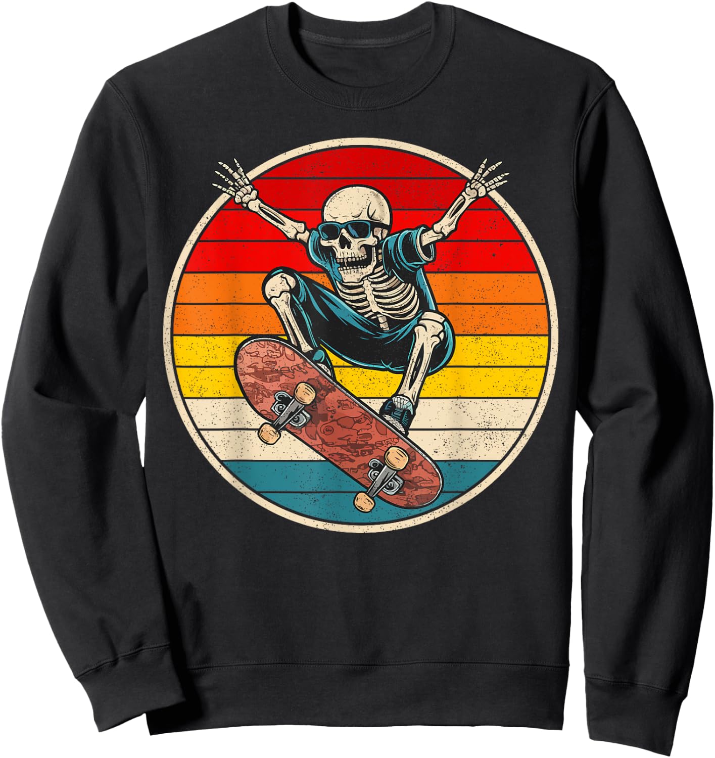 Retro Skateboarding Skateboard Skeleton Skateboarder Street Sweatshirt - Sweatshirt | Black