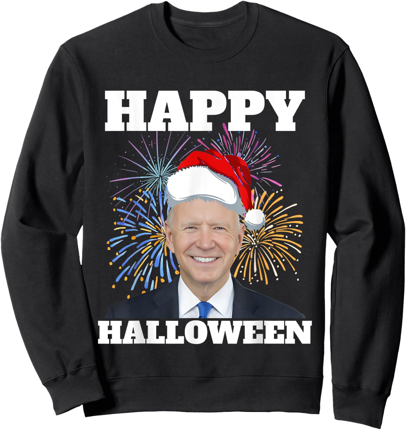 Funny Joe Biden 4th Of July Happy Halloween Firework US Flag Men Sweatshirt - Sweatshirt | Black