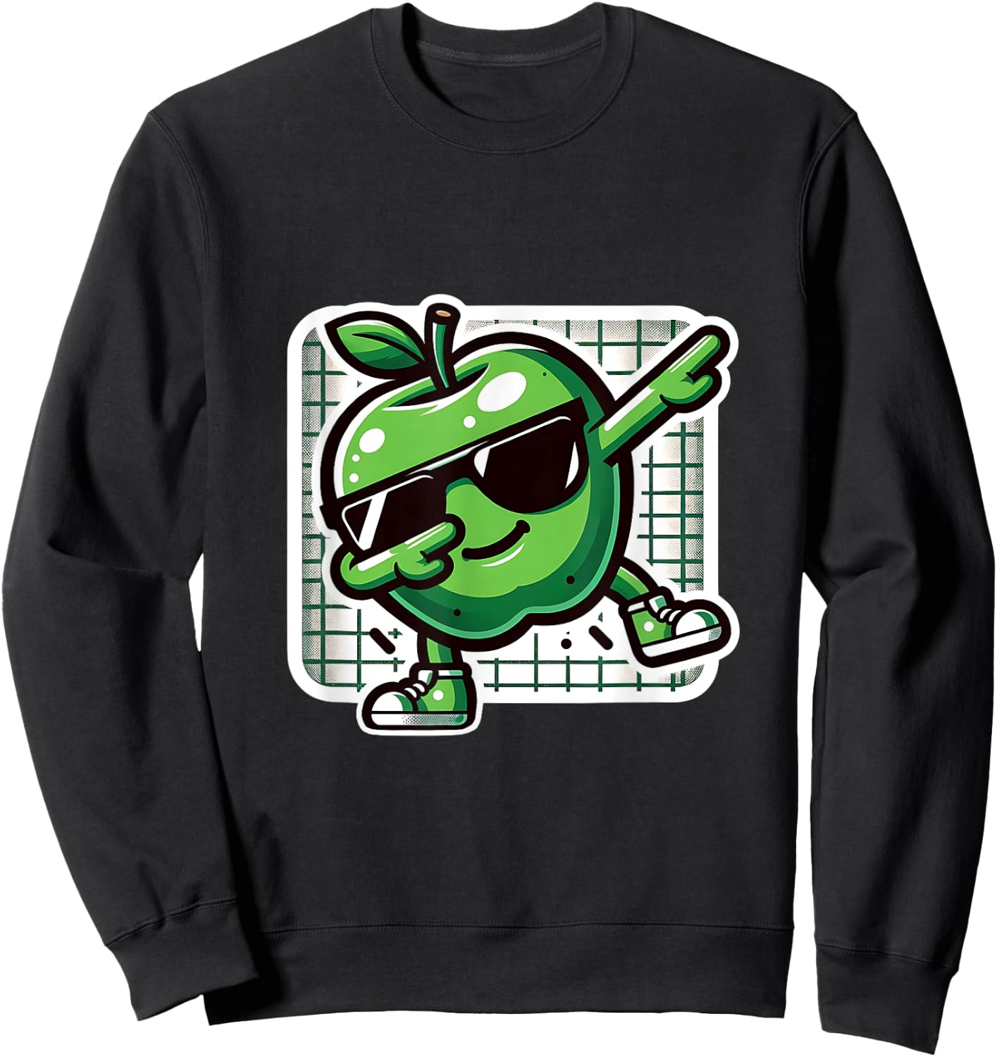 Funny Dab Apple Dancing Dabbing Fruit Meme Sweatshirt - Sweatshirt | Black