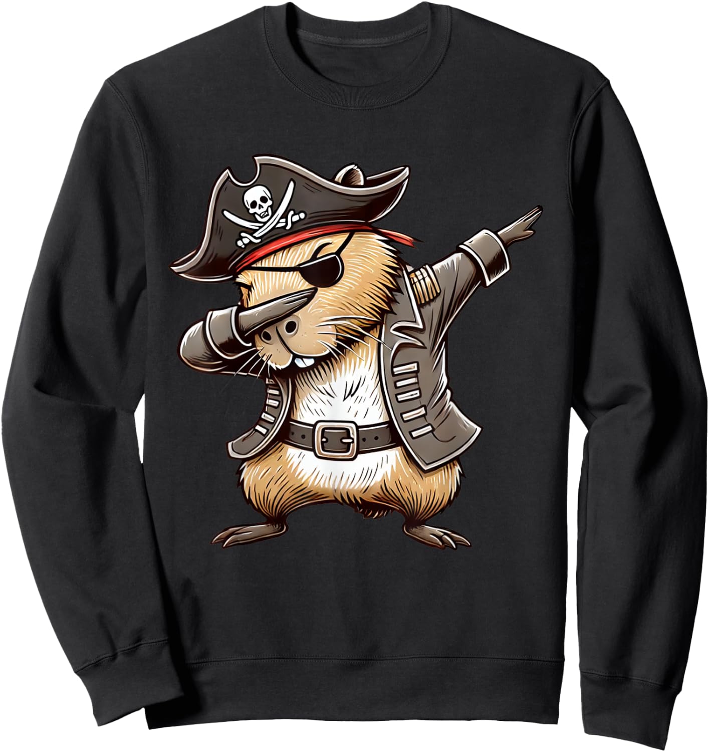 Pirate Capybara Dabbing Halloween Party Costume Sweatshirt - Sweatshirt | Black