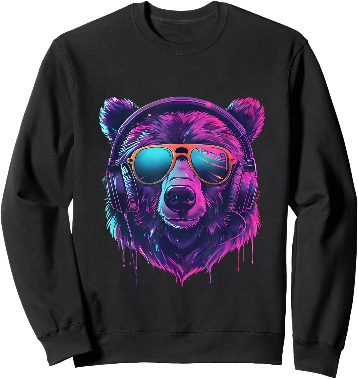 DJ Bear EDM Music Headphones Bear Lover Techno Beatmaker Sweatshirt - Sweatshirt | Black