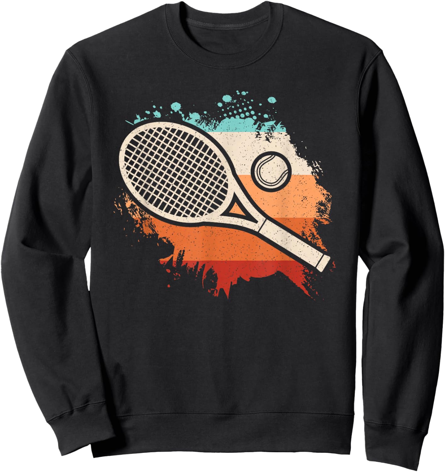 Retro Tennis Racket Vintage Tennis Player Men Women Kids Sweatshirt - Sweatshirt | Black