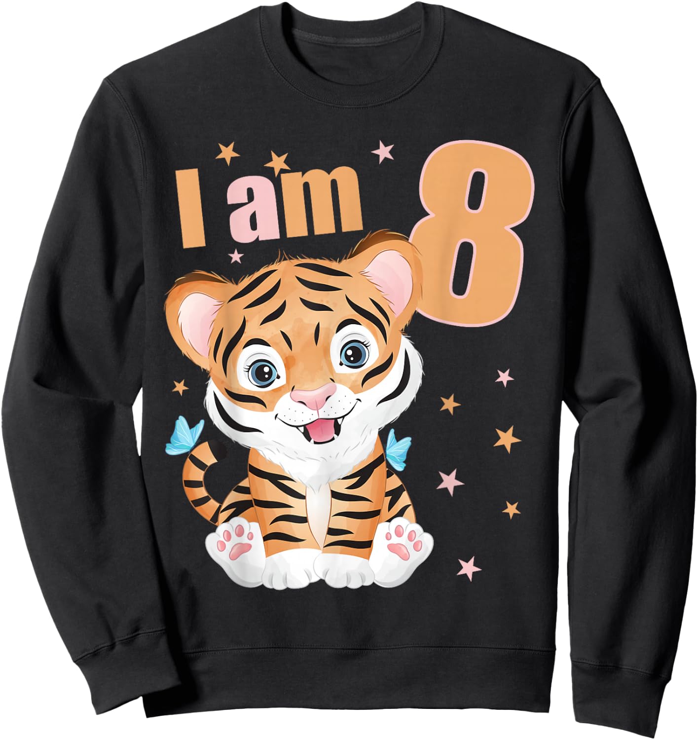 8 Years old 8 birthday outfit Boy girl Tiger Sweatshirt - Sweatshirt | Black