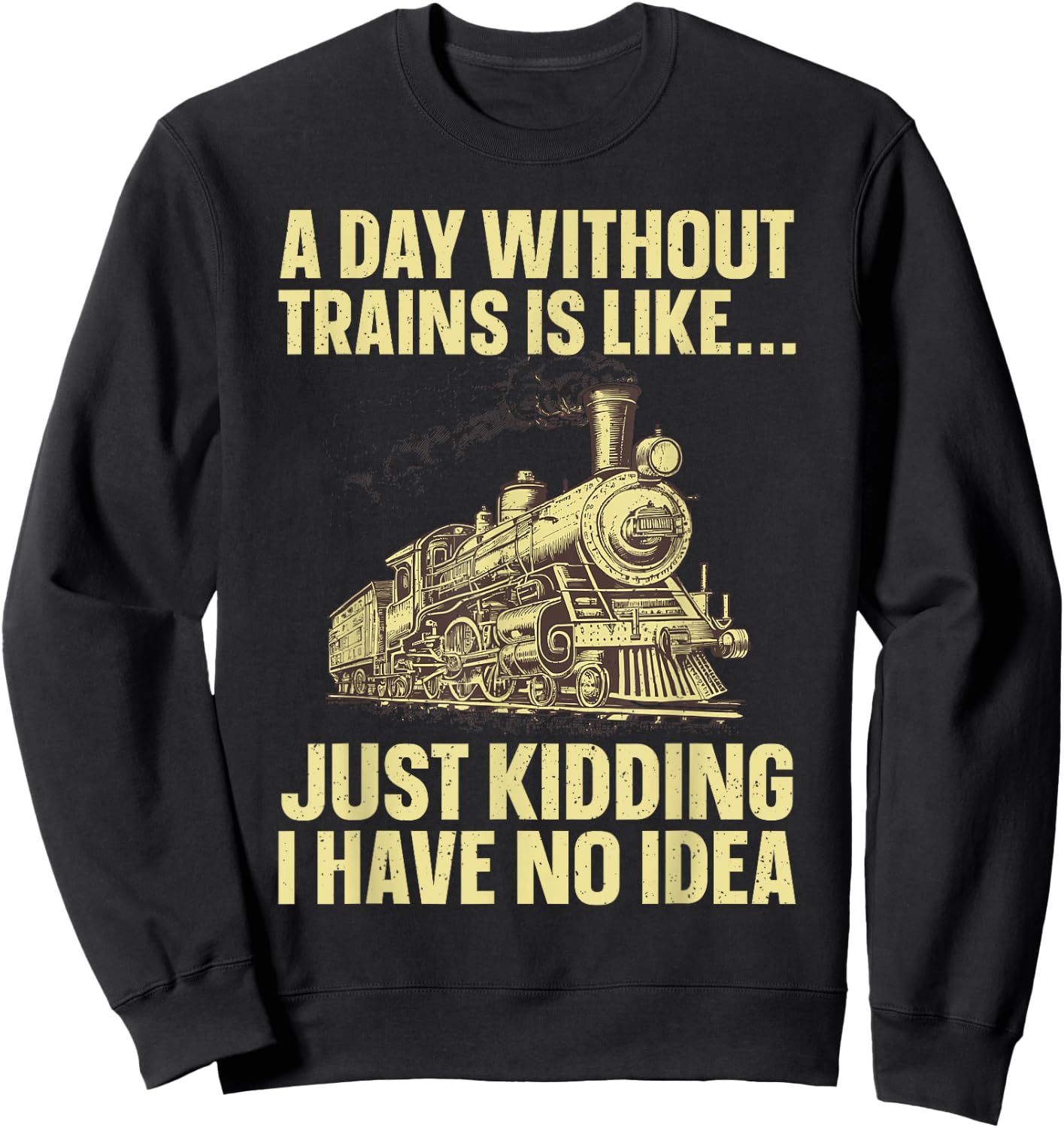 Best Train Art Women Railroad Steam Train Lovers Sweatshirt - Sweatshirt | Black