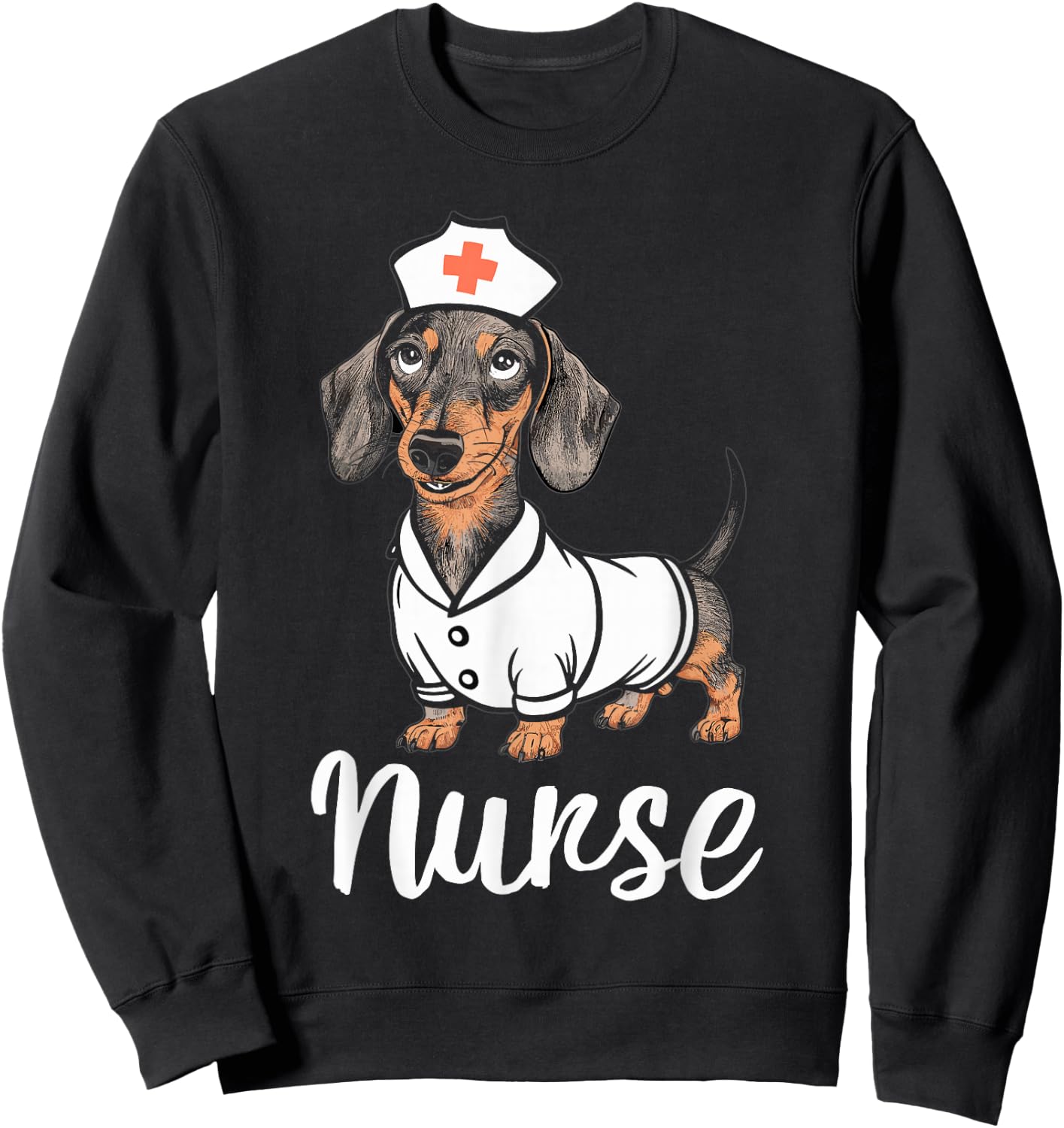 Nurse Dachshunds In Costumes Adorable Nurse Sweatshirt - Sweatshirt | Black